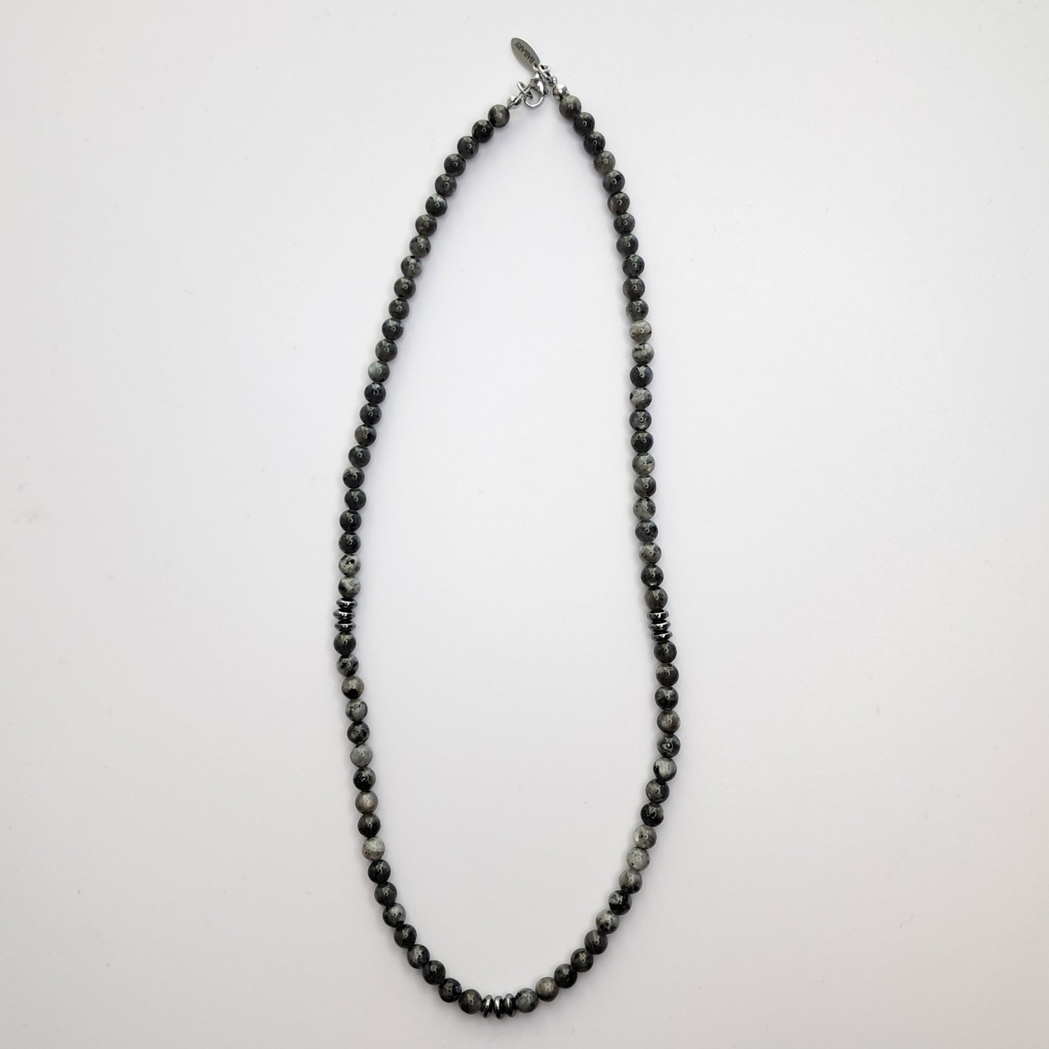 Collar jaspe picasso grey y hematita