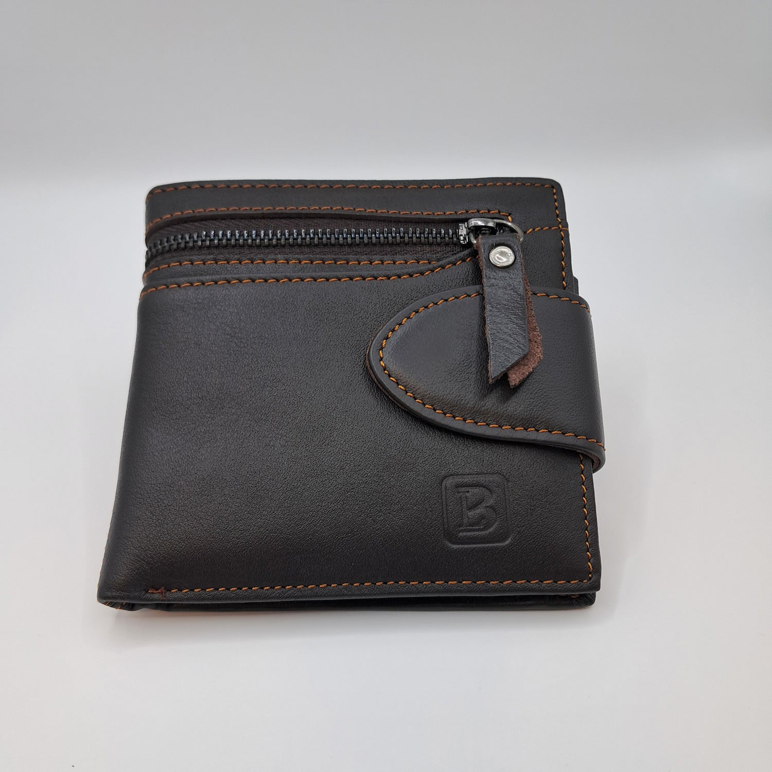 Billetera cuero broche coffee