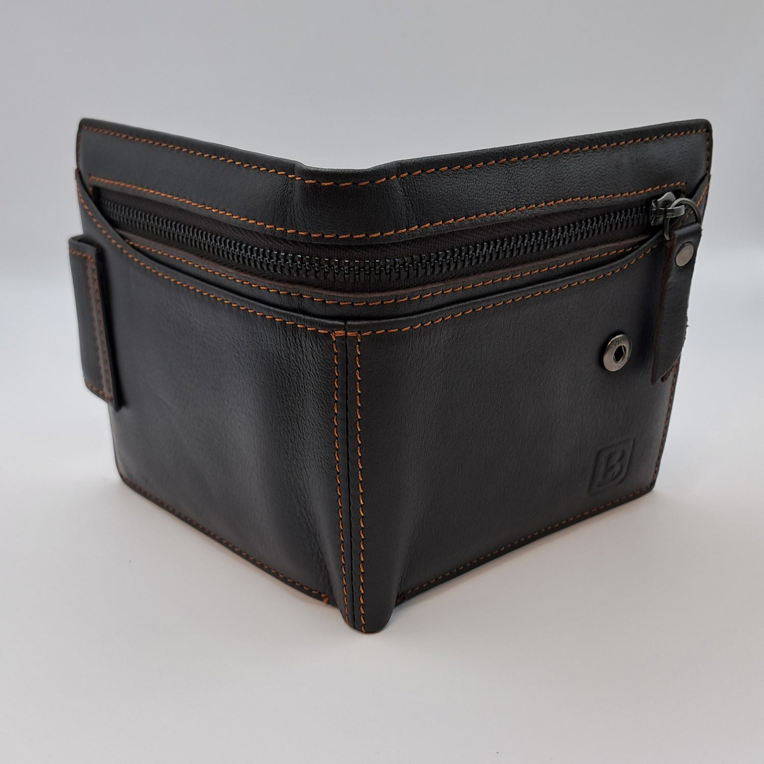 Billetera cuero broche coffee