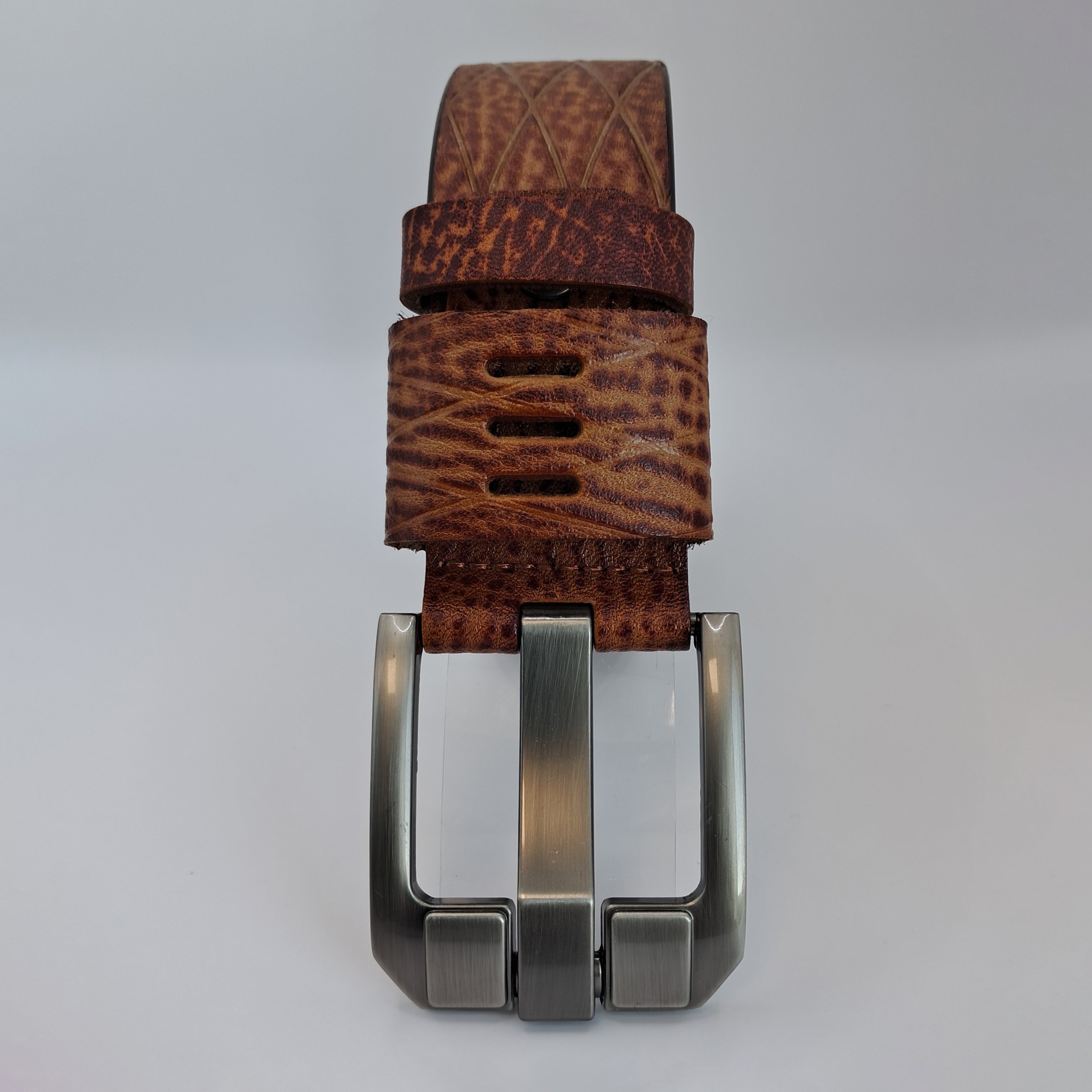 Cinturón cuero diseño hebilla darkcoffee