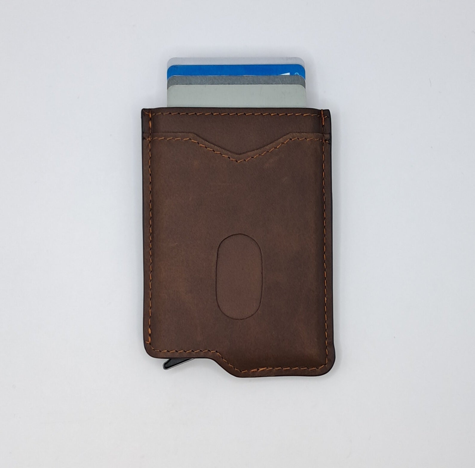 Billetera de cuero genuino, estilo tarjetero delgado