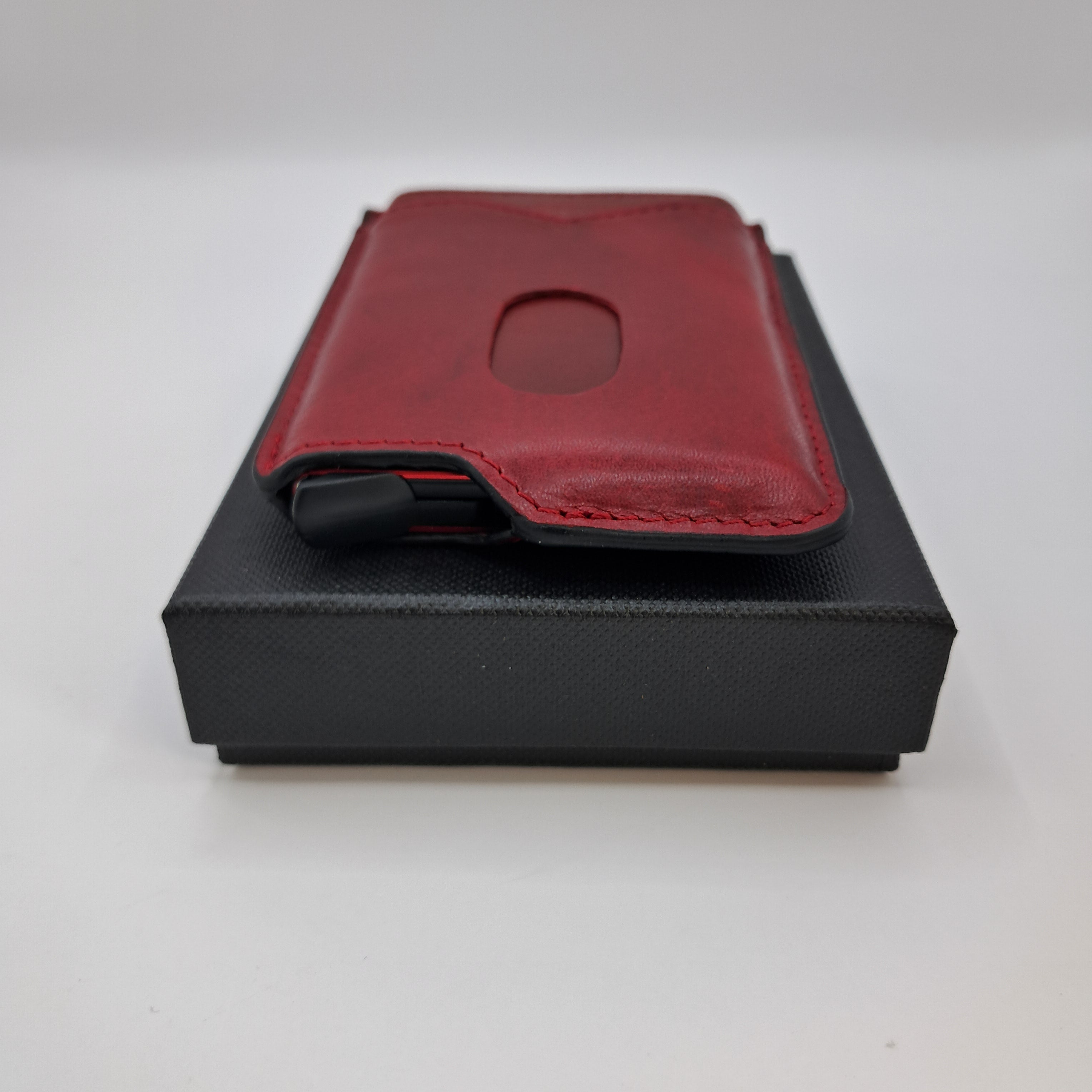 Billetera de cuero genuino, estilo tarjetero delgado