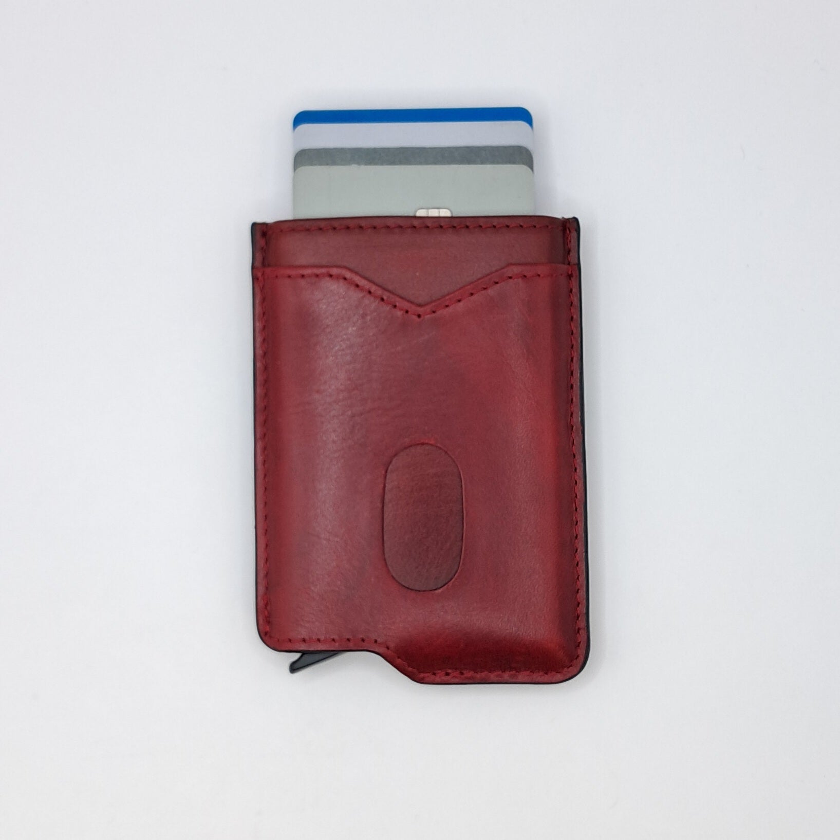 Billetera de cuero genuino, estilo tarjetero delgado