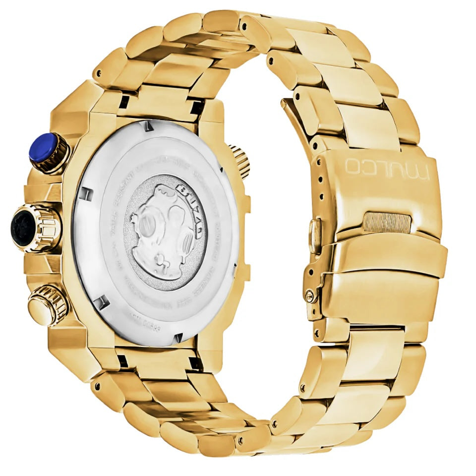 Reloj Mulco Buzo Stainless Steel Band Gold & Blue Miyota JS05