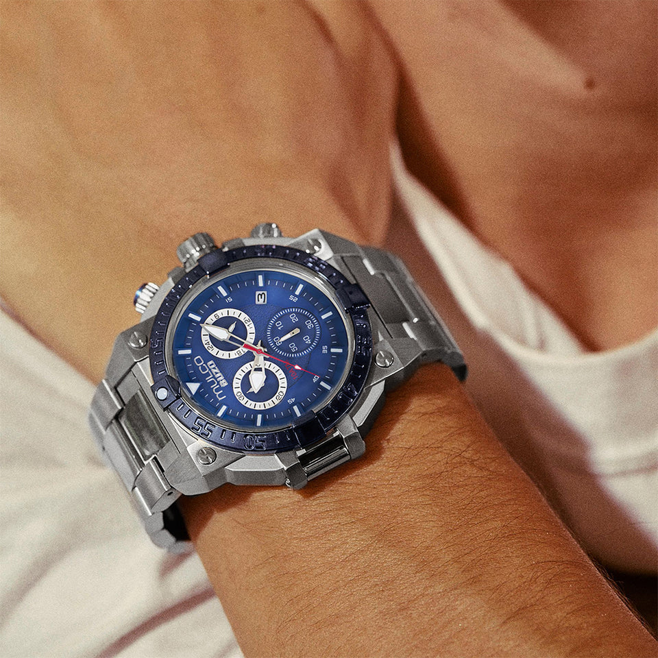 Reloj Mulco Buzo Stainless Steel Band Silver & Blue Miyota JS05