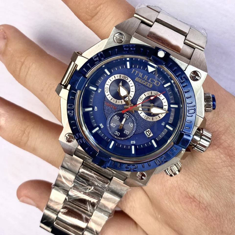 Reloj Mulco Buzo Stainless Steel Band Silver & Blue Miyota JS05