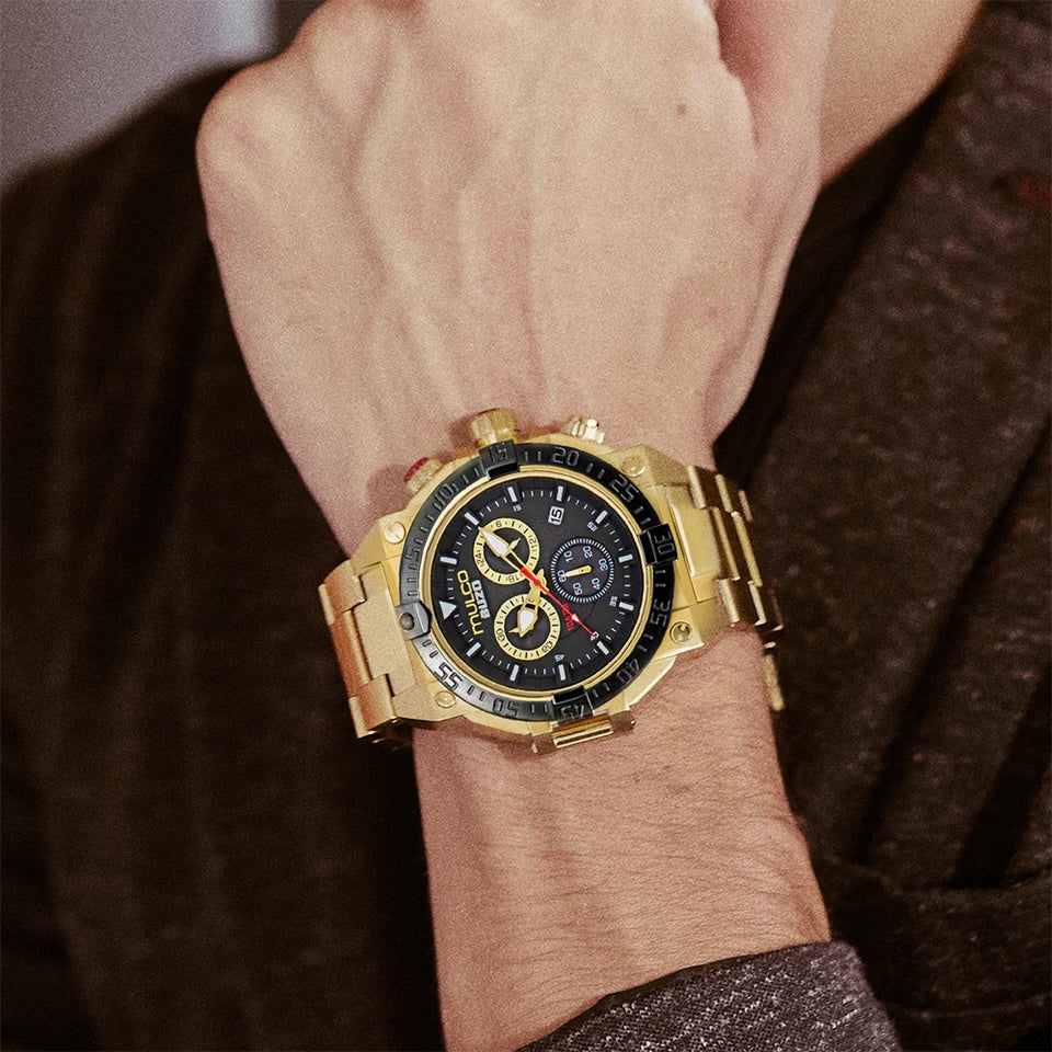 Reloj Mulco Buzo Stainless Steel Band Gold & Black Miyota JS05