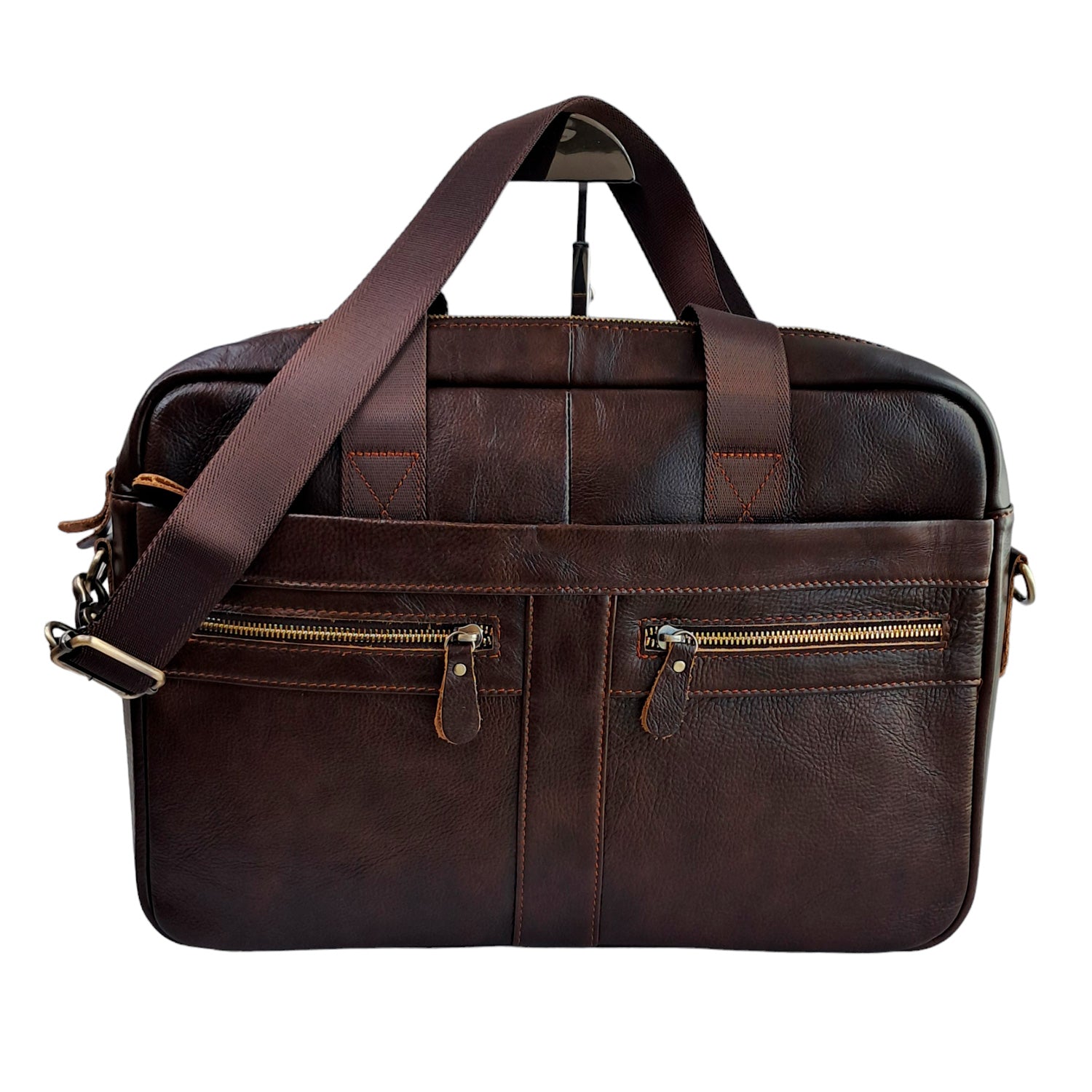Bolso maletín cuero darkcoffee