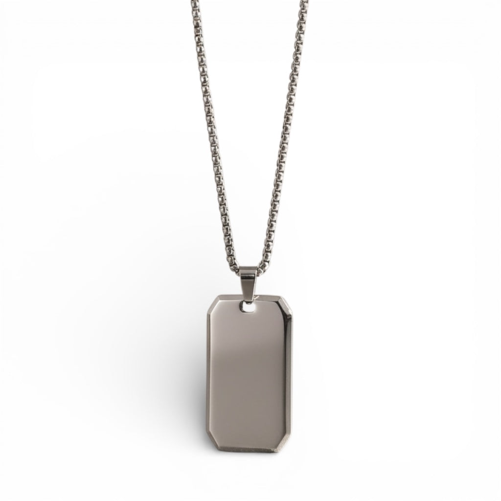 Collar Acero 316L – Placa Militar Silver