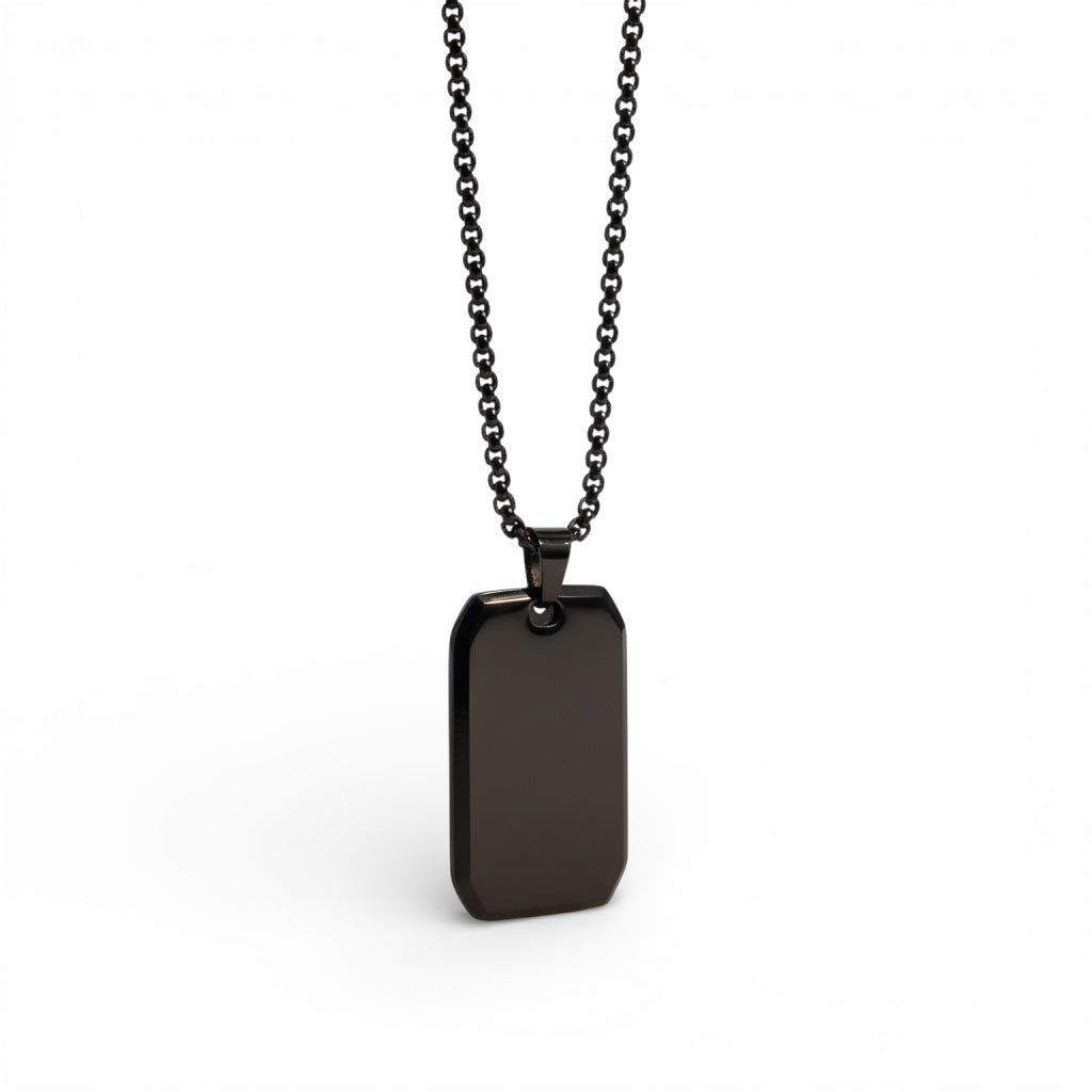 Collar Acero 316L – Placa Militar Black