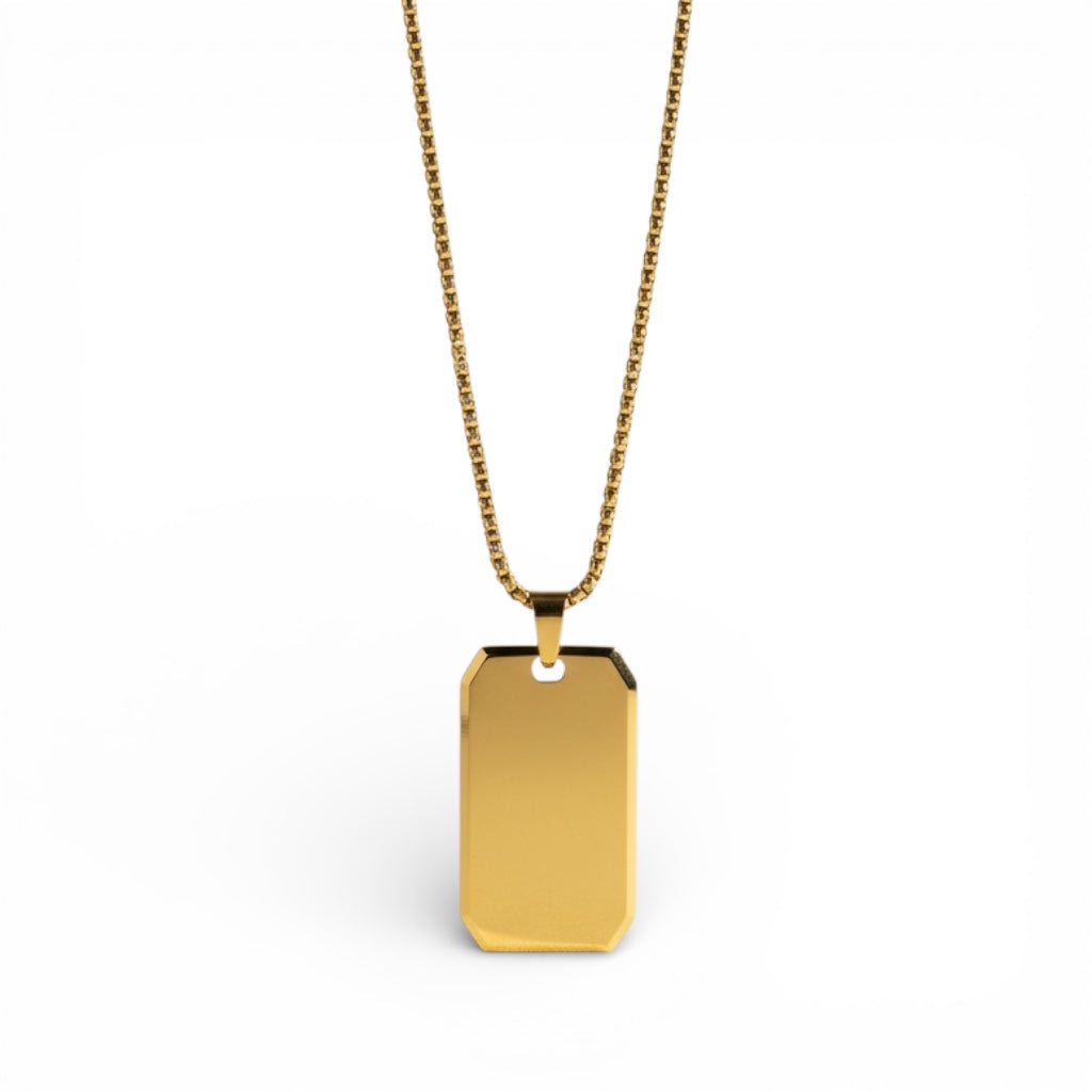 Collar Acero 316L – Placa Militar Gold