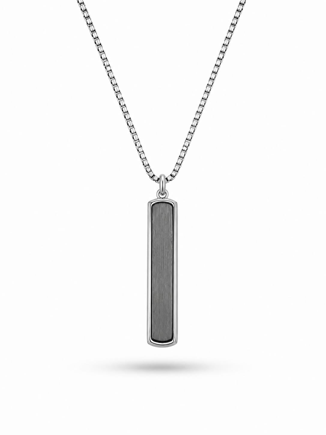 Collar Acero 316L – Barra Minimalista Silver– Black Onyx