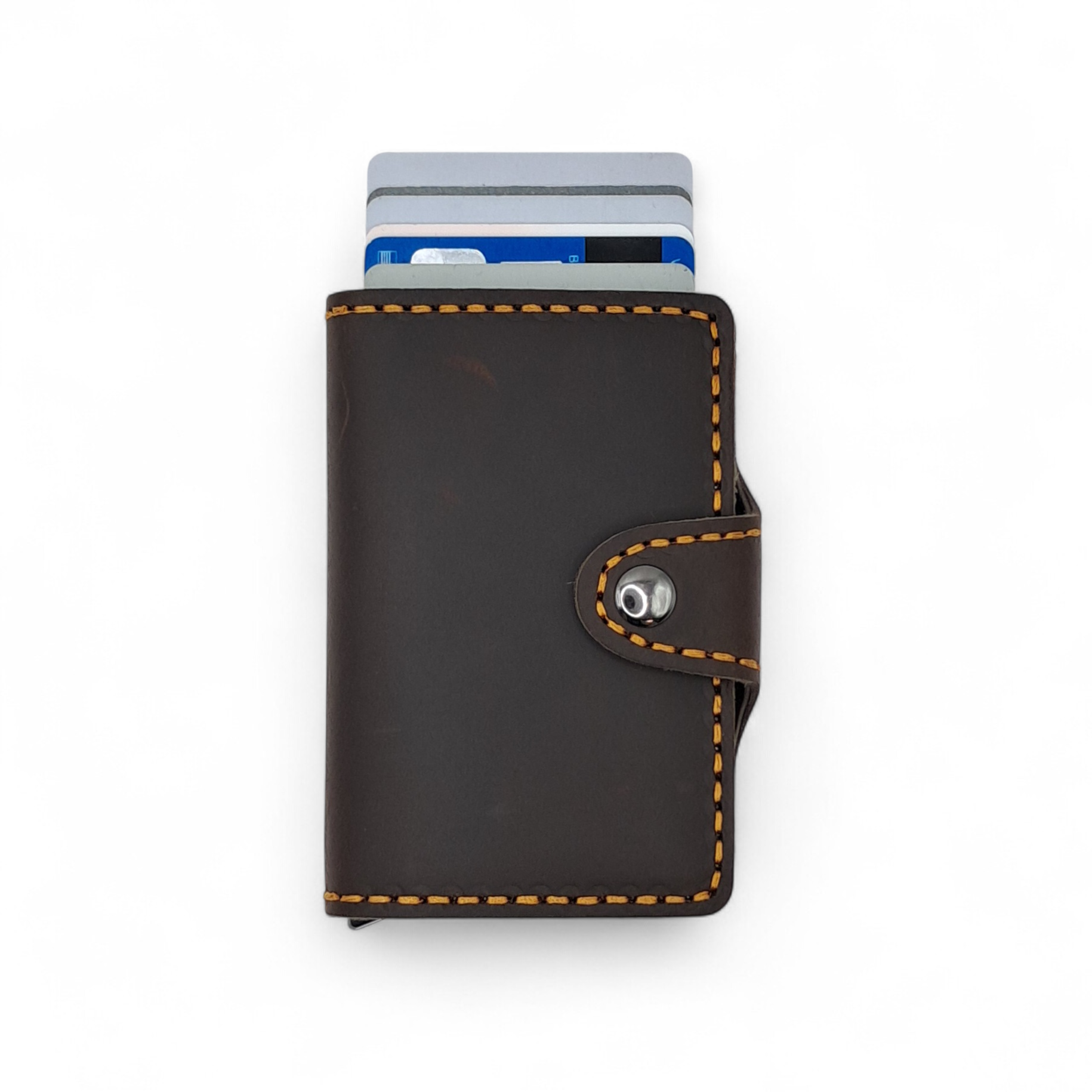 Billetera de Cuero Genuino – Tarjetero de Doble Hoja con Broche