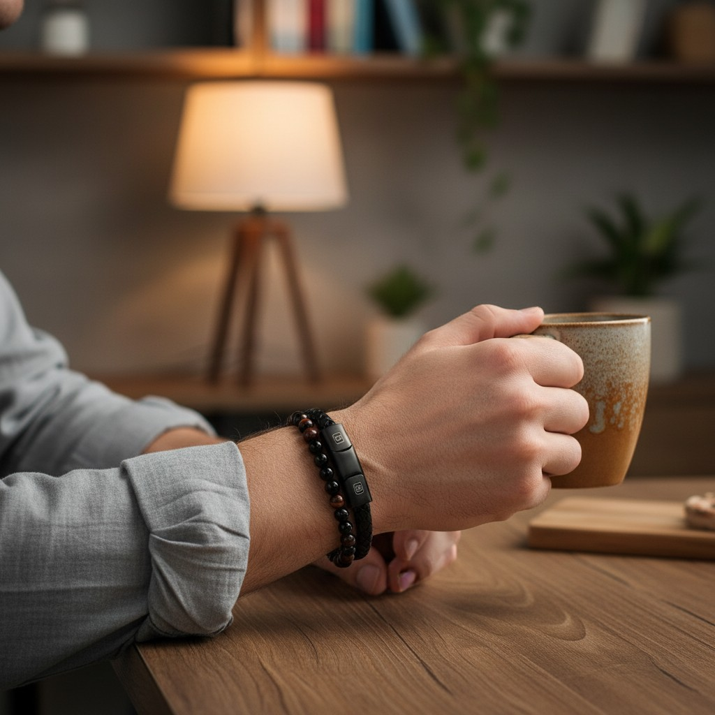 Pulsera Piedra Natural y Cuero Genuino "Red Instinct" – Cuero y Ojo de Tigre Rojo + Cierre Ajustable