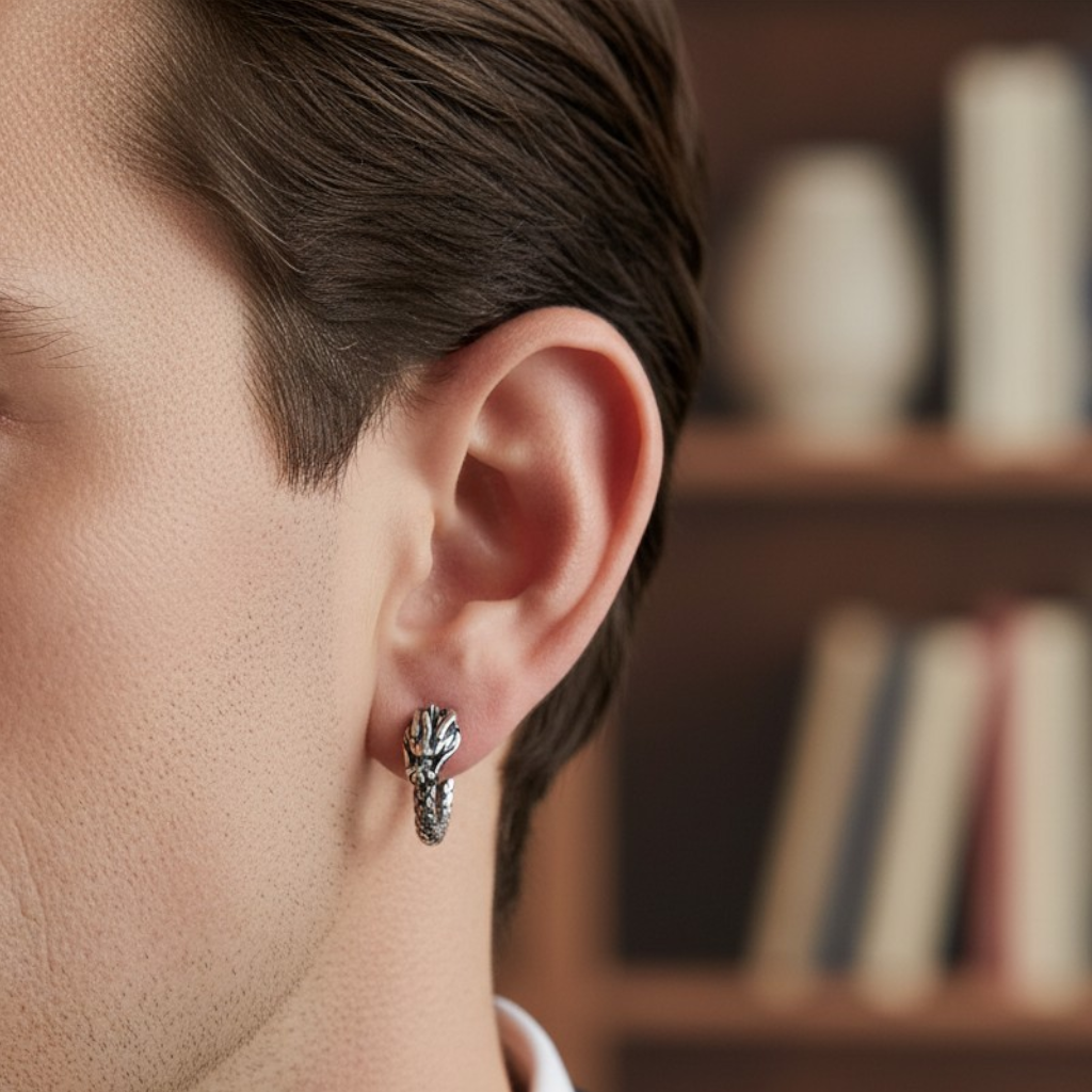 Aro Argolla Acero 316L – "Dragon Legend" Silver Envejecido