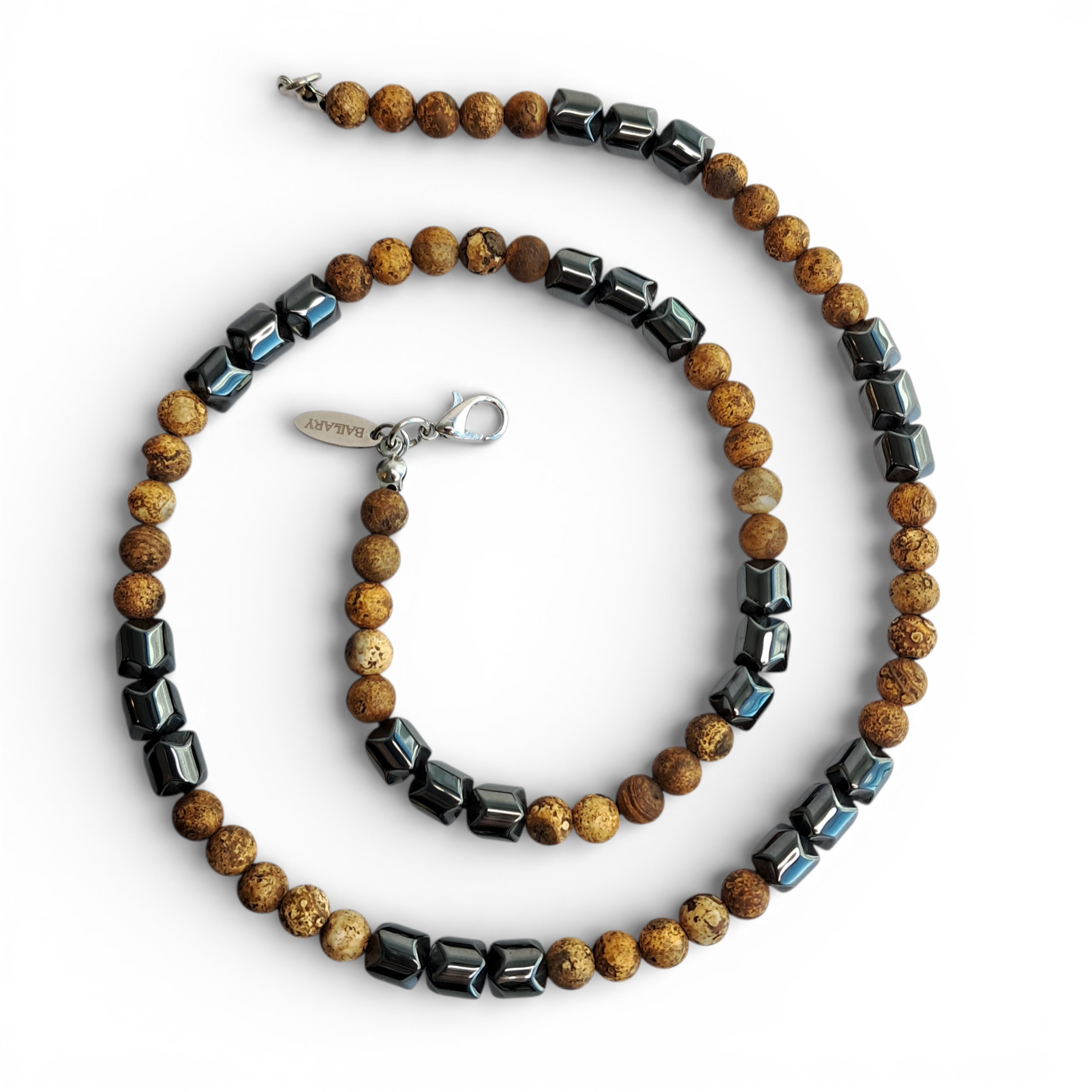 Collar Piedras Naturales – Jaspe Picasso Brown y Hematita