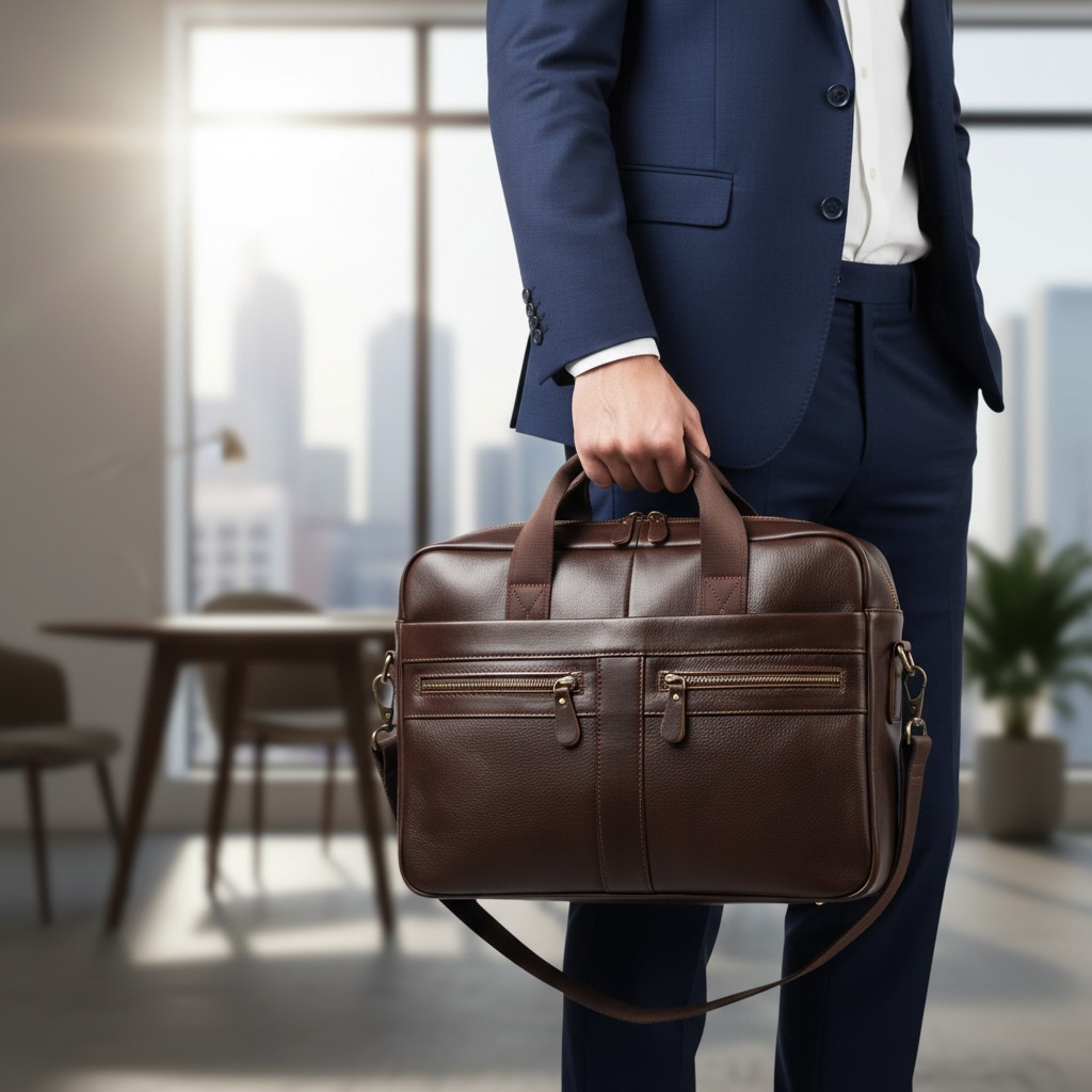 Bolso Maletín de Cuero Genuino "Voyager" – Darkcoffee