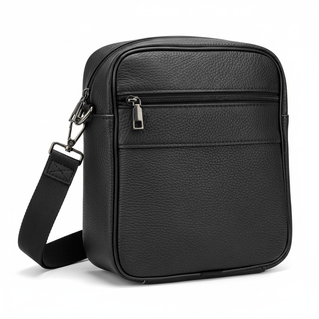 Bolso Mensajero de Cuero Genuino "Oxford" – Black