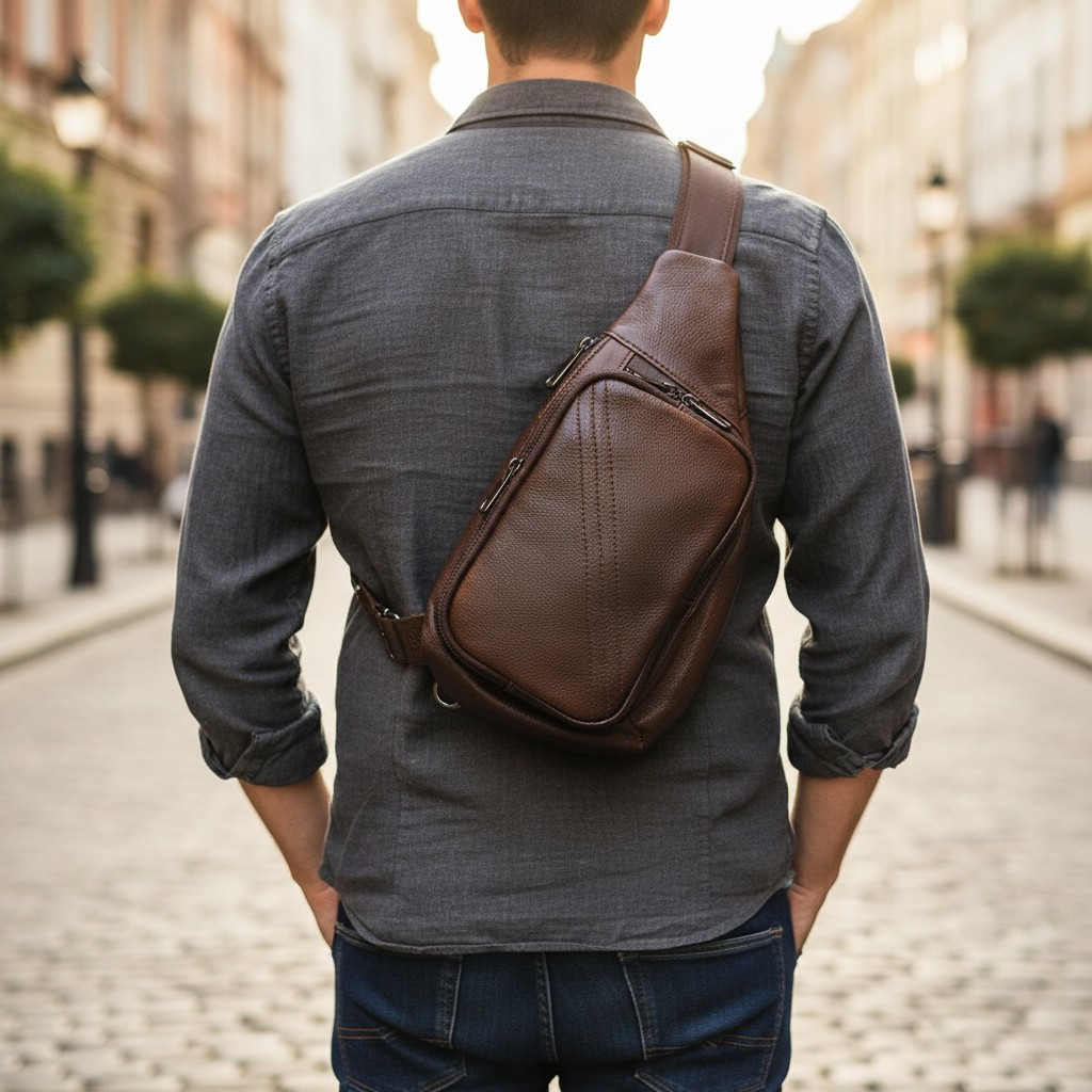 Bandolera de Cuero Genuino – Coffee