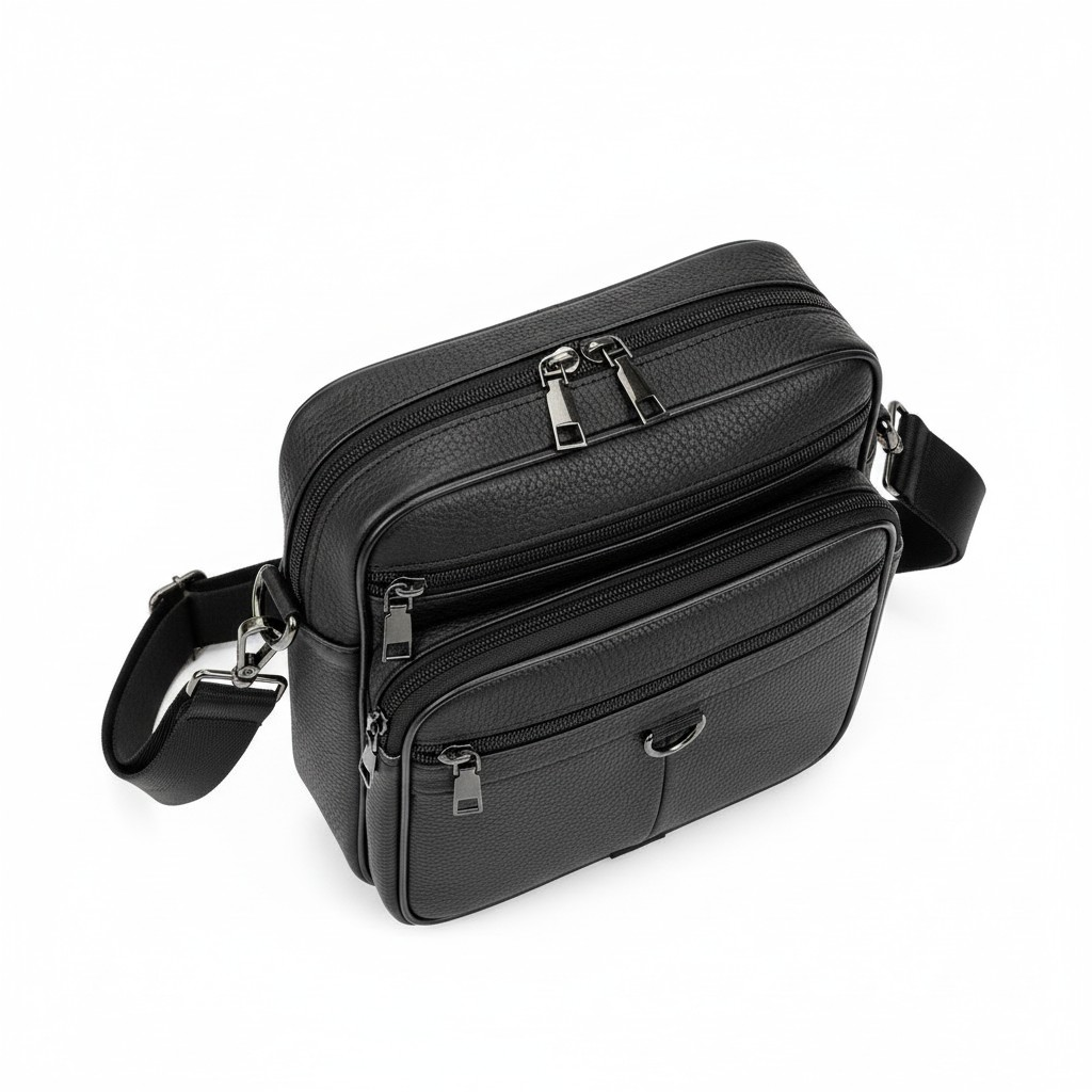 Bolso Mensajero de Cuero Genuino "Oxford" – Black