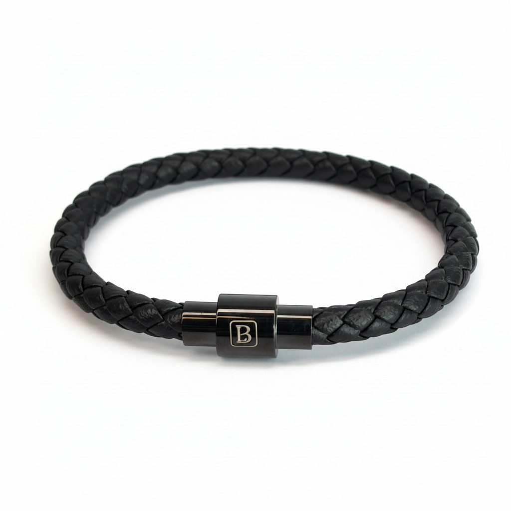 Pulsera de Cuero Genuino "Elemental Braided" – Black