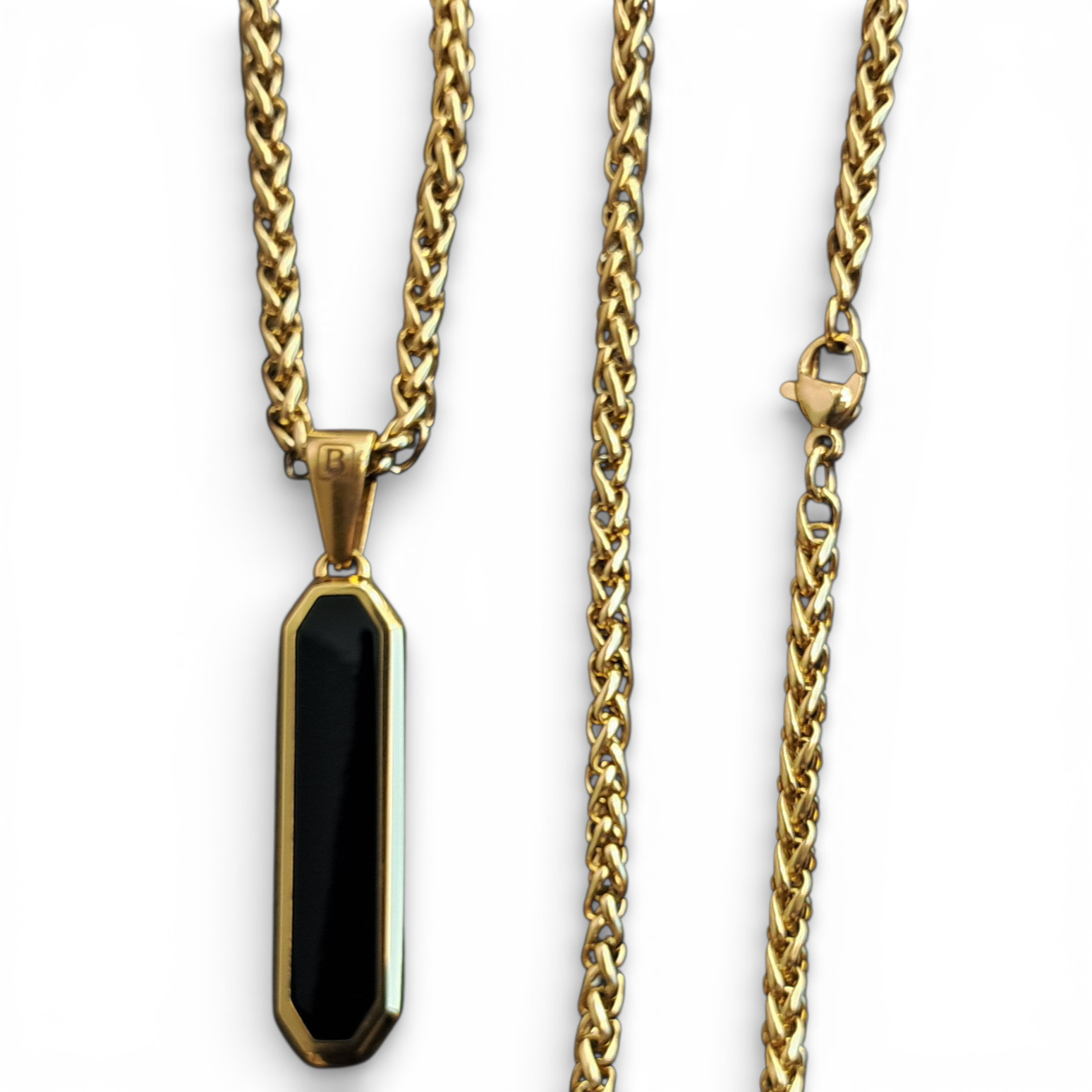 Collar Acero 316L – Cadena Porta Dije Gold Black