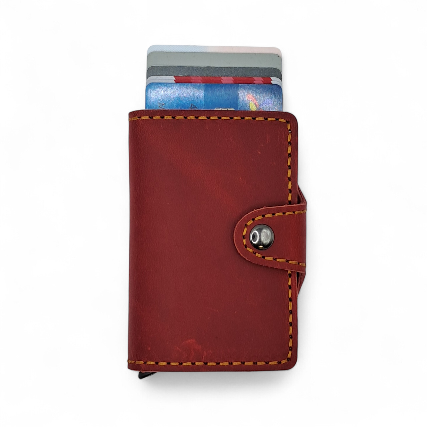 Billetera de Cuero Genuino – Tarjetero de Doble Hoja con Broche