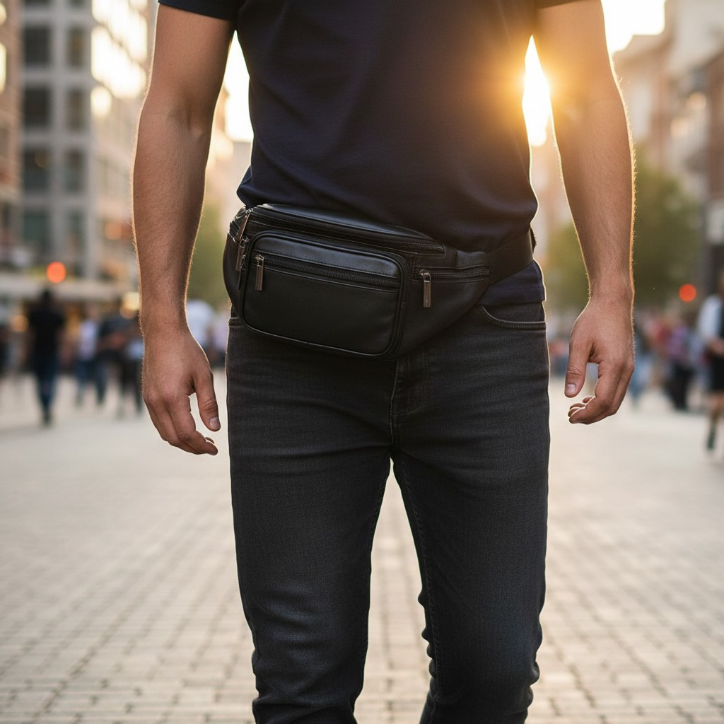 Banano de Cuero Genuino – Black