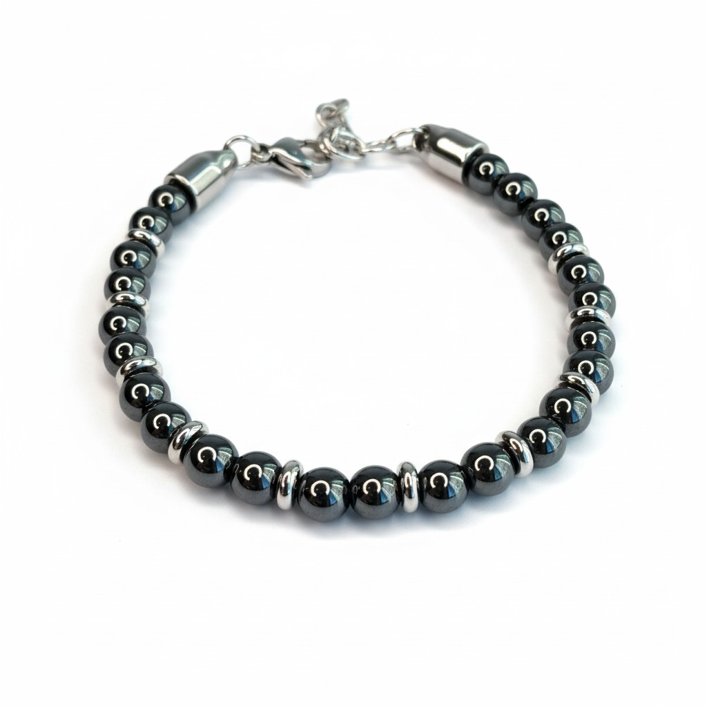 Pulsera Piedras Naturales "Sleek Hematite" – Piedra Natural y Acero 316L