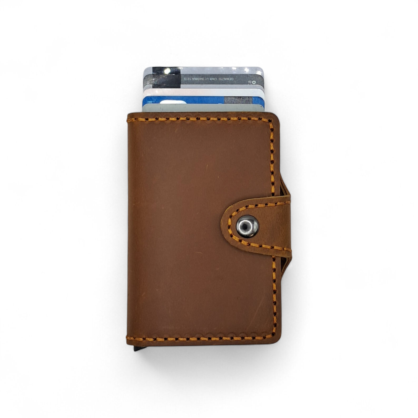 Billetera de Cuero Genuino – Tarjetero de Doble Hoja con Broche