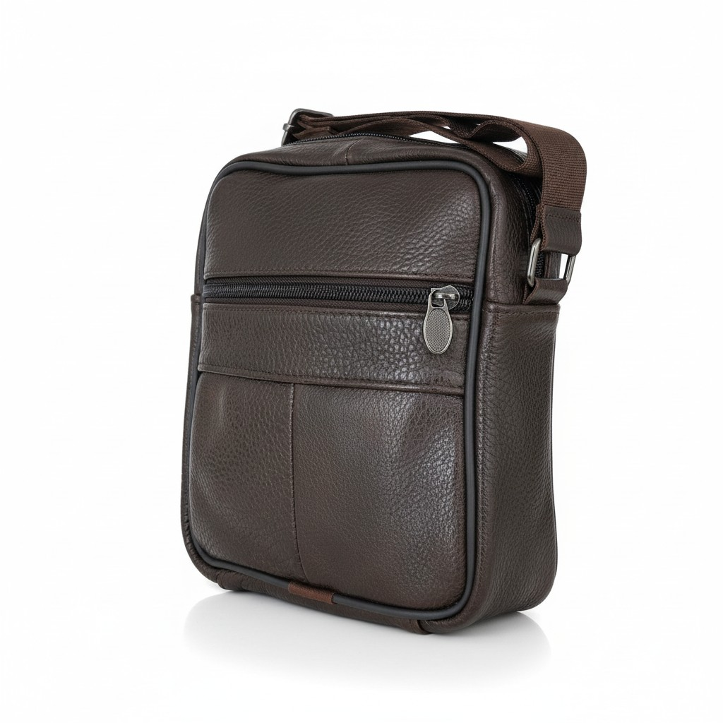 Bolso Mensajero de Cuero Genuino "Crossbody City" – Coffee