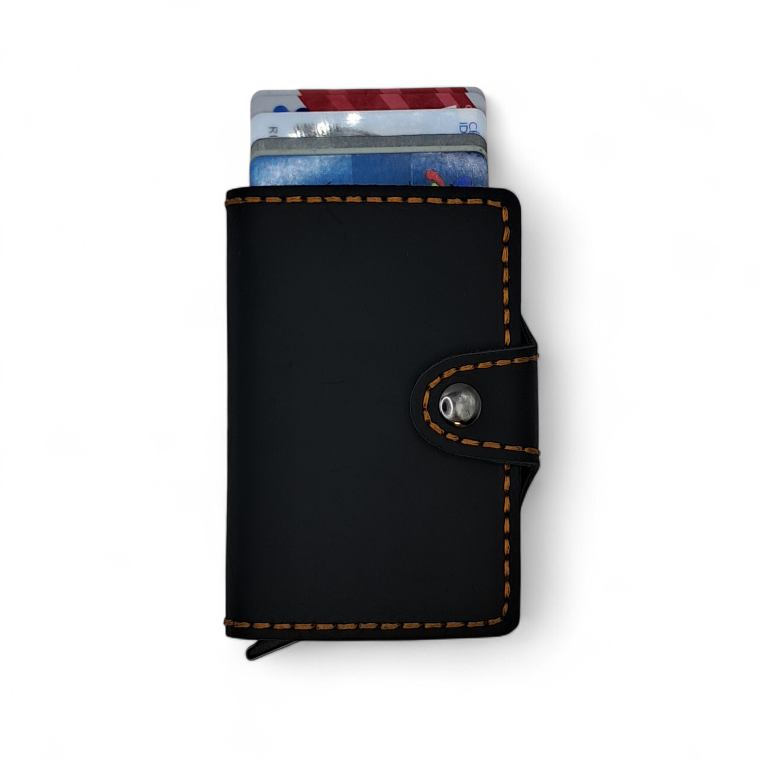 Billetera de Cuero Genuino – Tarjetero de Doble Hoja con Broche