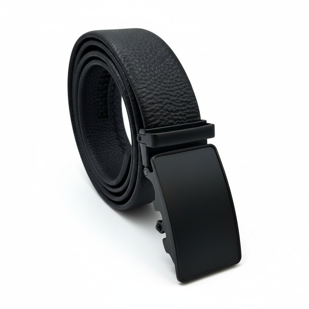 Cinturón de Cuero Genuino Casual, Ajuste Automático – Hebilla black