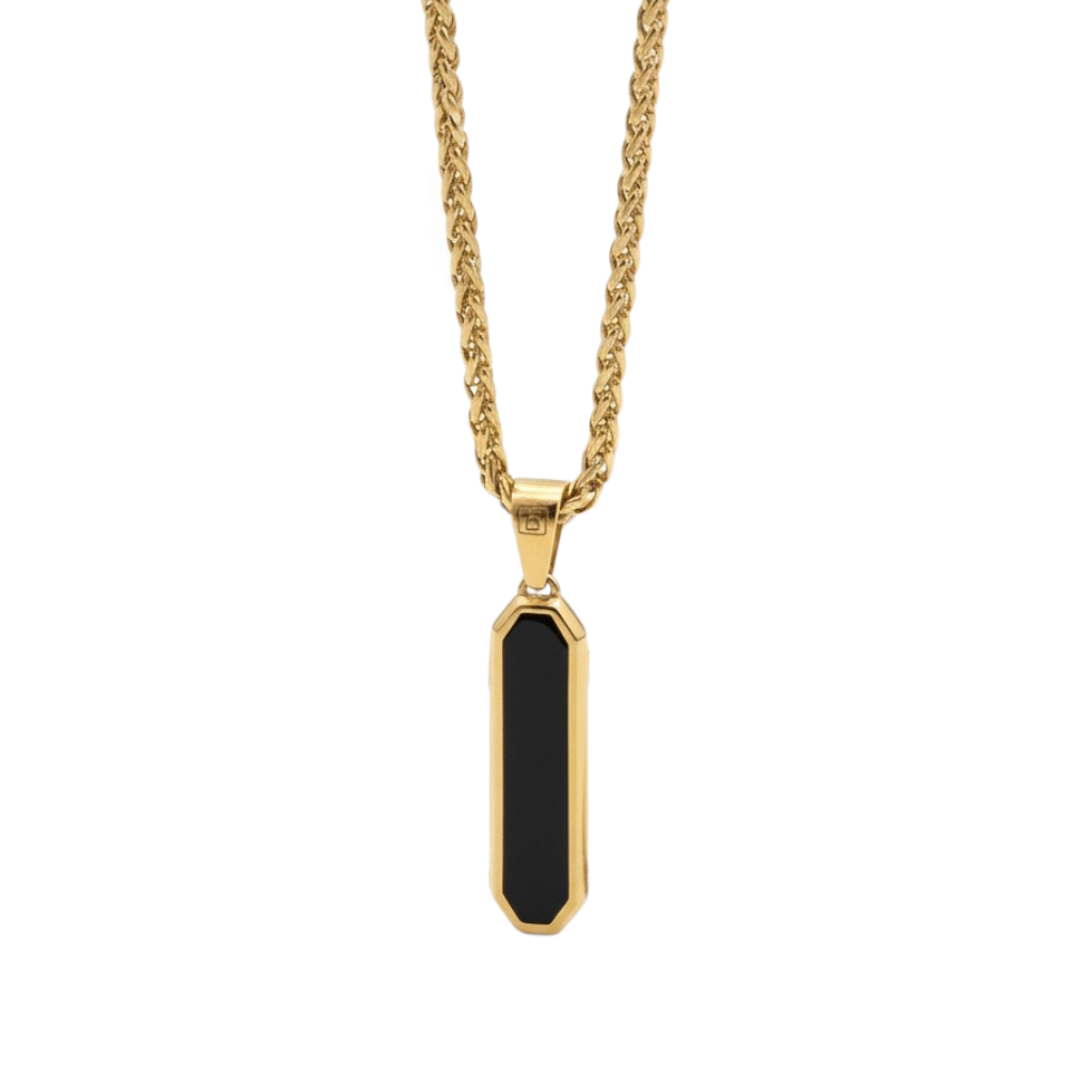 Collar Acero 316L – Cadena Porta Dije Gold Black
