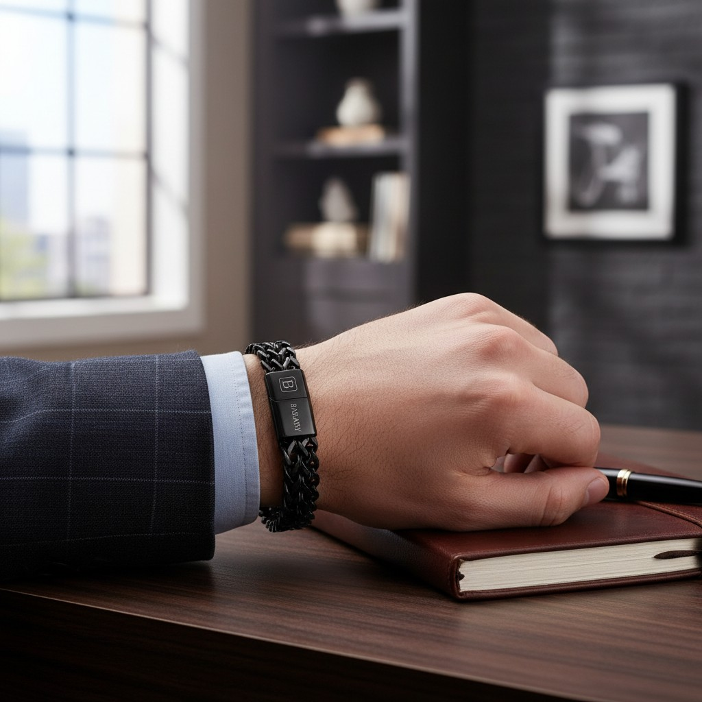 Pulsera Acero 316L Turín Cadena Ancha – Black