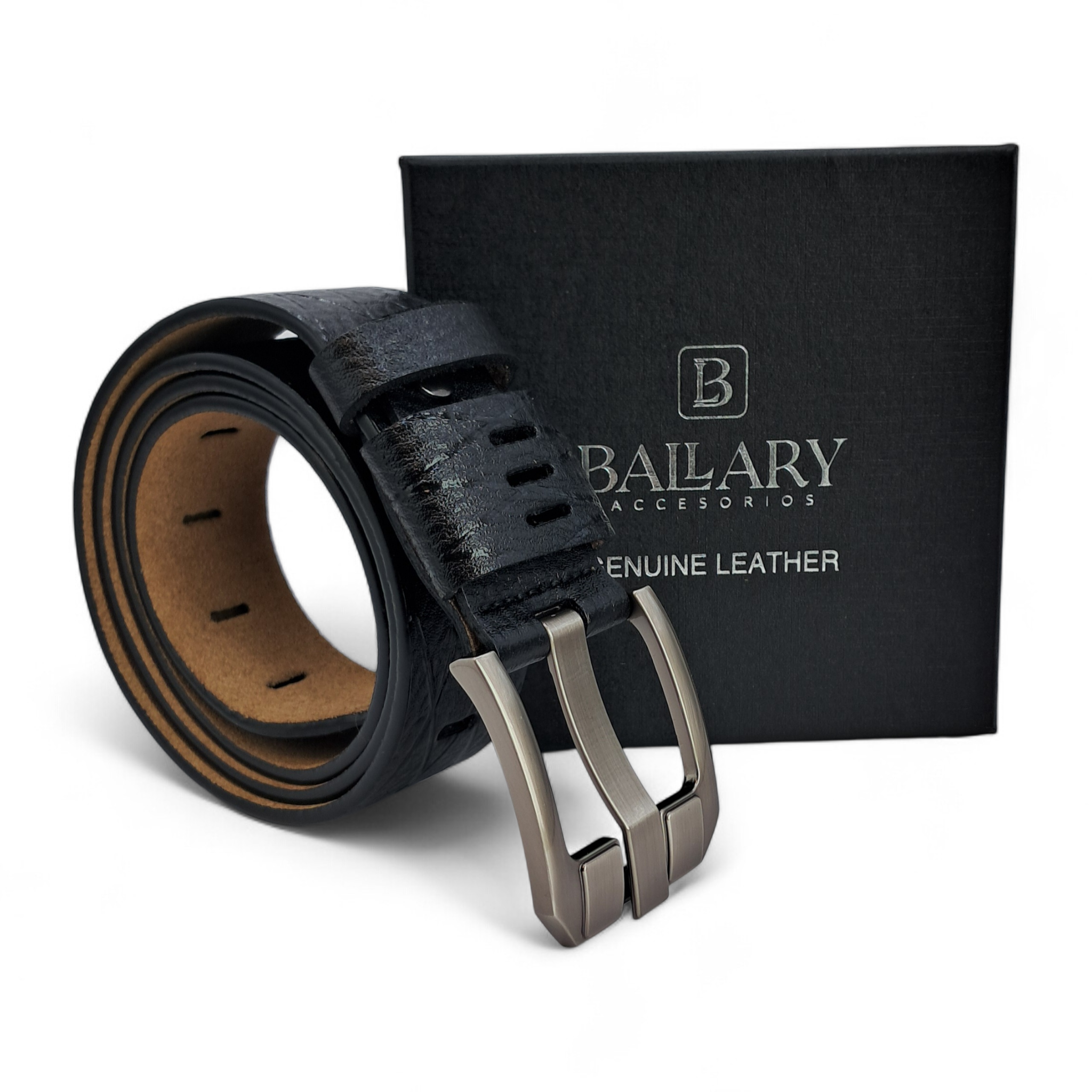 Cinturón de Cuero Genuino, Diseño Entrecruzado – Black