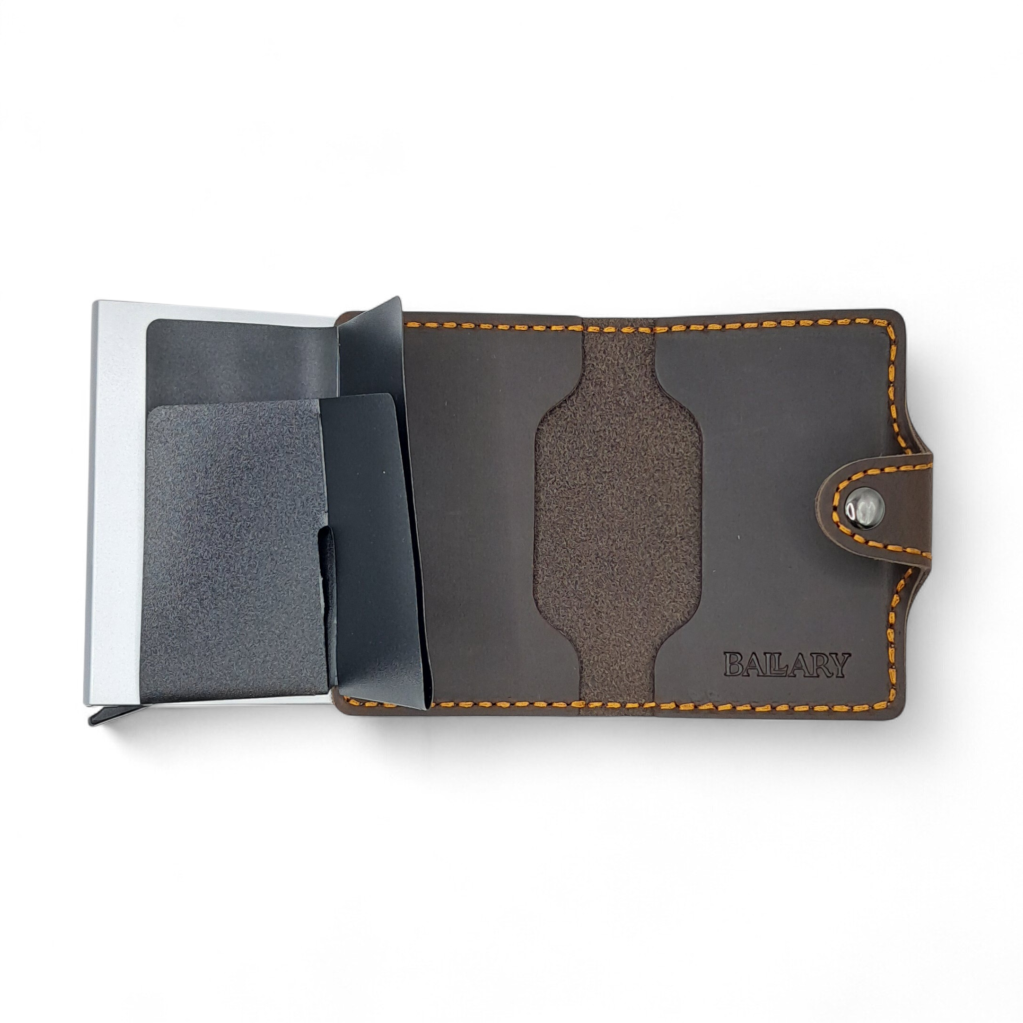 Billetera de Cuero Genuino – Tarjetero de Doble Hoja con Broche