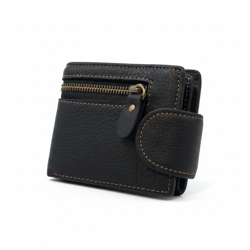 Billetera de Cuero Genuino Texturado – Black