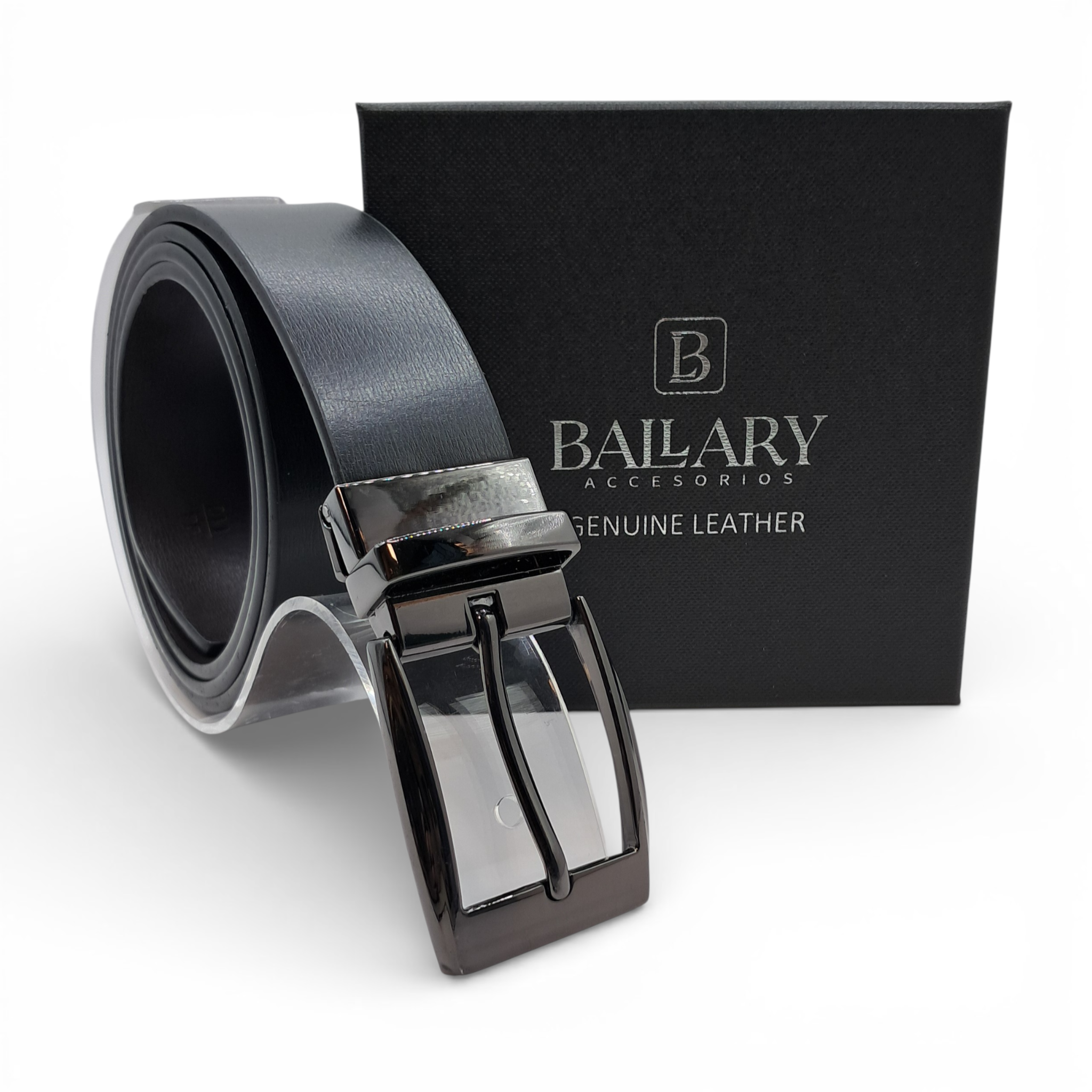 Cinturón de Cuero Genuino con Hebilla Reversible – Black