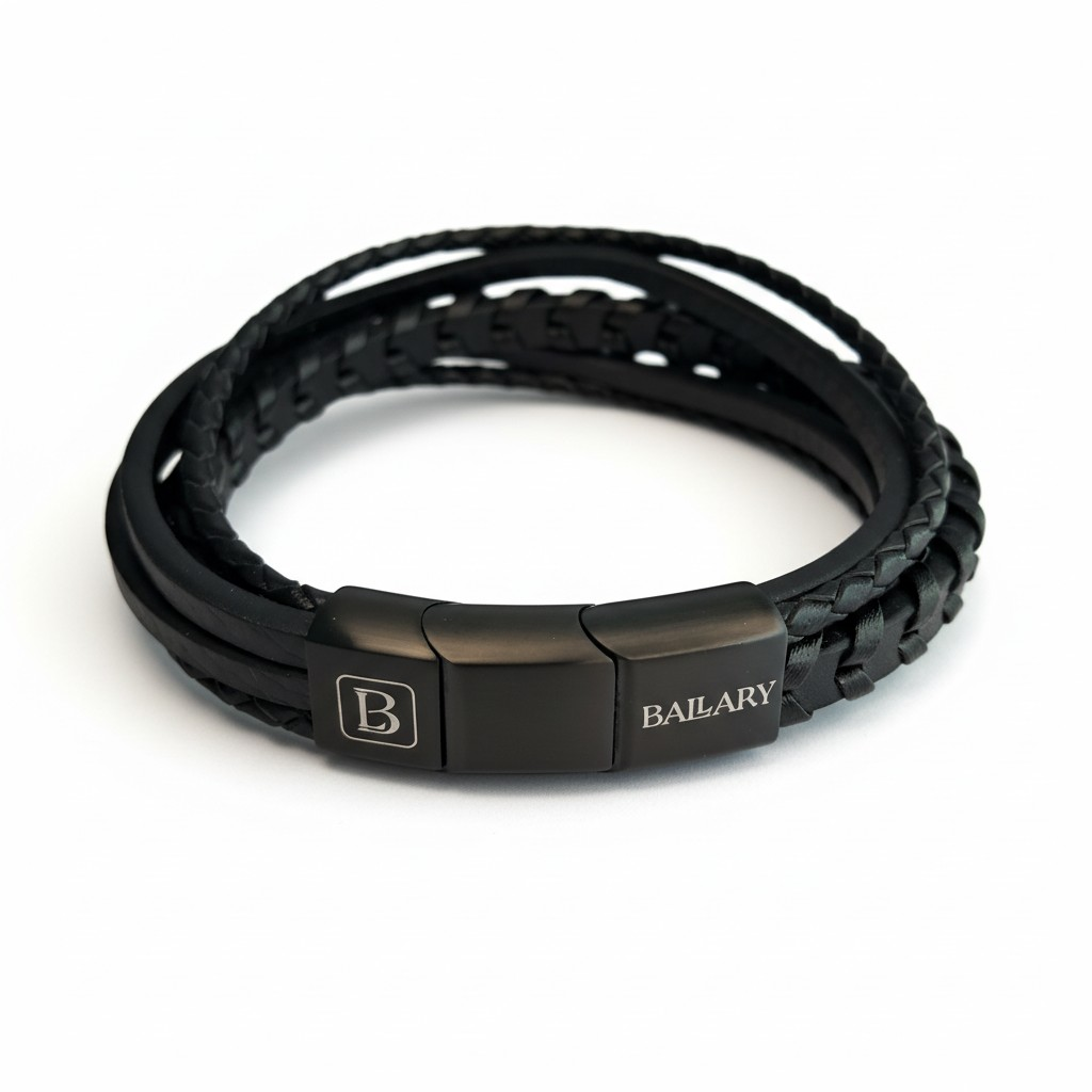 Pulsera Cuero Genuino "Quinto Elemento" – Pulsera Quíntuple + Cierre Ajustable