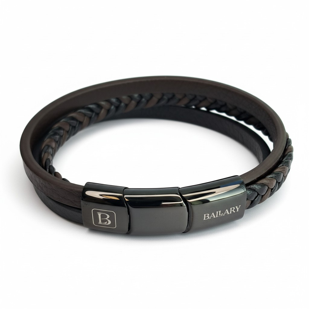 Pulsera Cuero Genuino "Trenzado Simple" – Triple Hebra + Cierre Ajustable