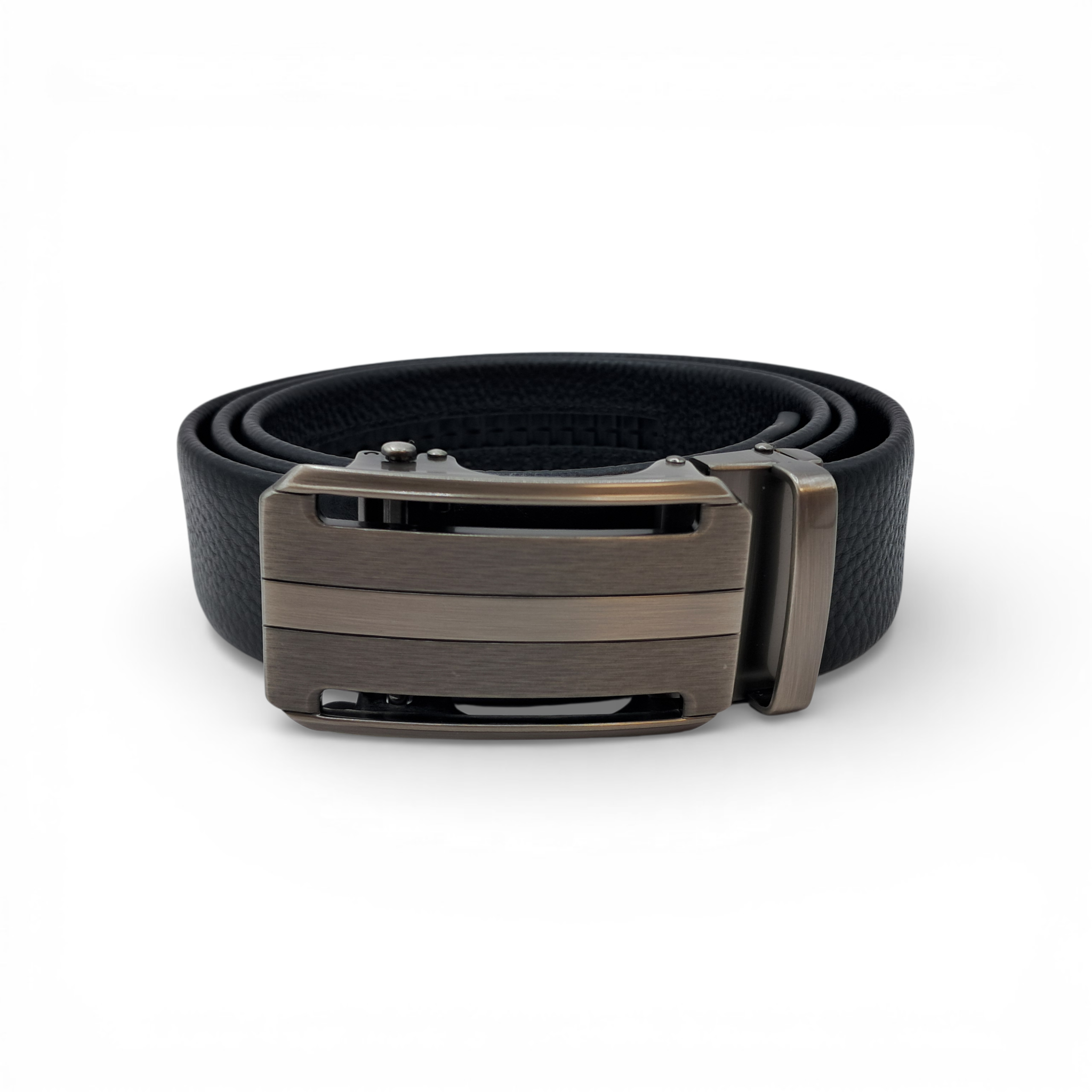 Cinturón de Cuero Genuino Casual, Ajuste Automático – Hebilla silver