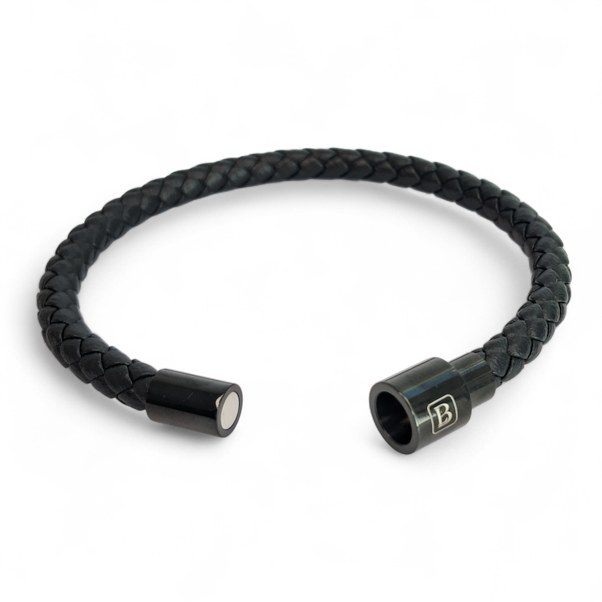 Pulsera de Cuero Genuino "Elemental Braided" – Black