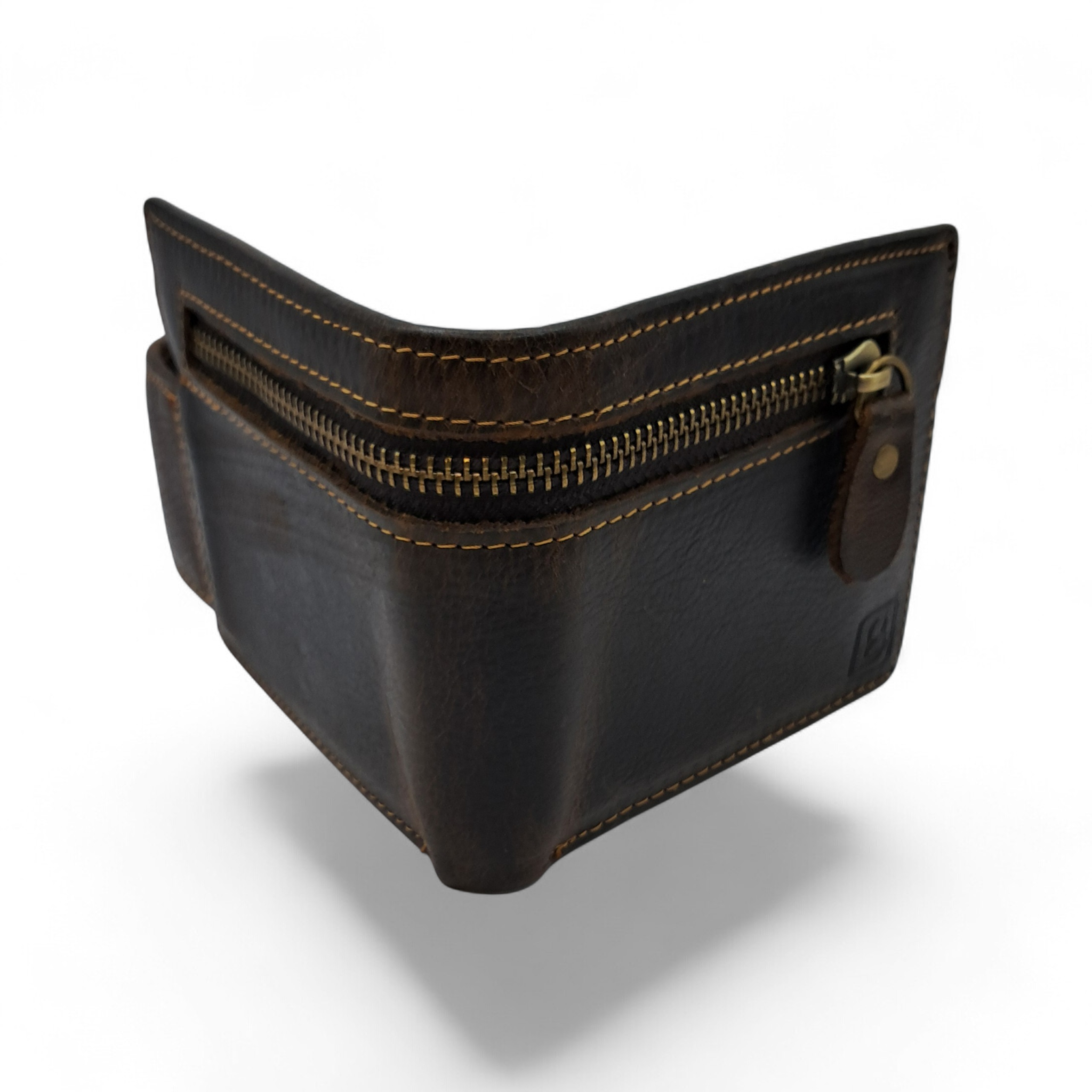 Billetera de Cuero Genuino Texturado – Coffee