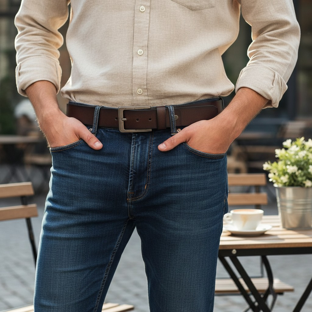 Cinturón de Cuero Genuino Estilo Vaquero – Coffee