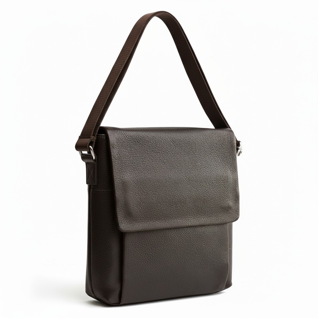 Bolso Mensajero Grande de Cuero Genuino – Coffee