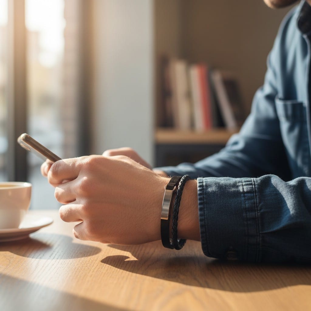 Pulsera Cuero Genuino "Urban Dual" – Cuero y Acero + Cierre Imantado Ajustable