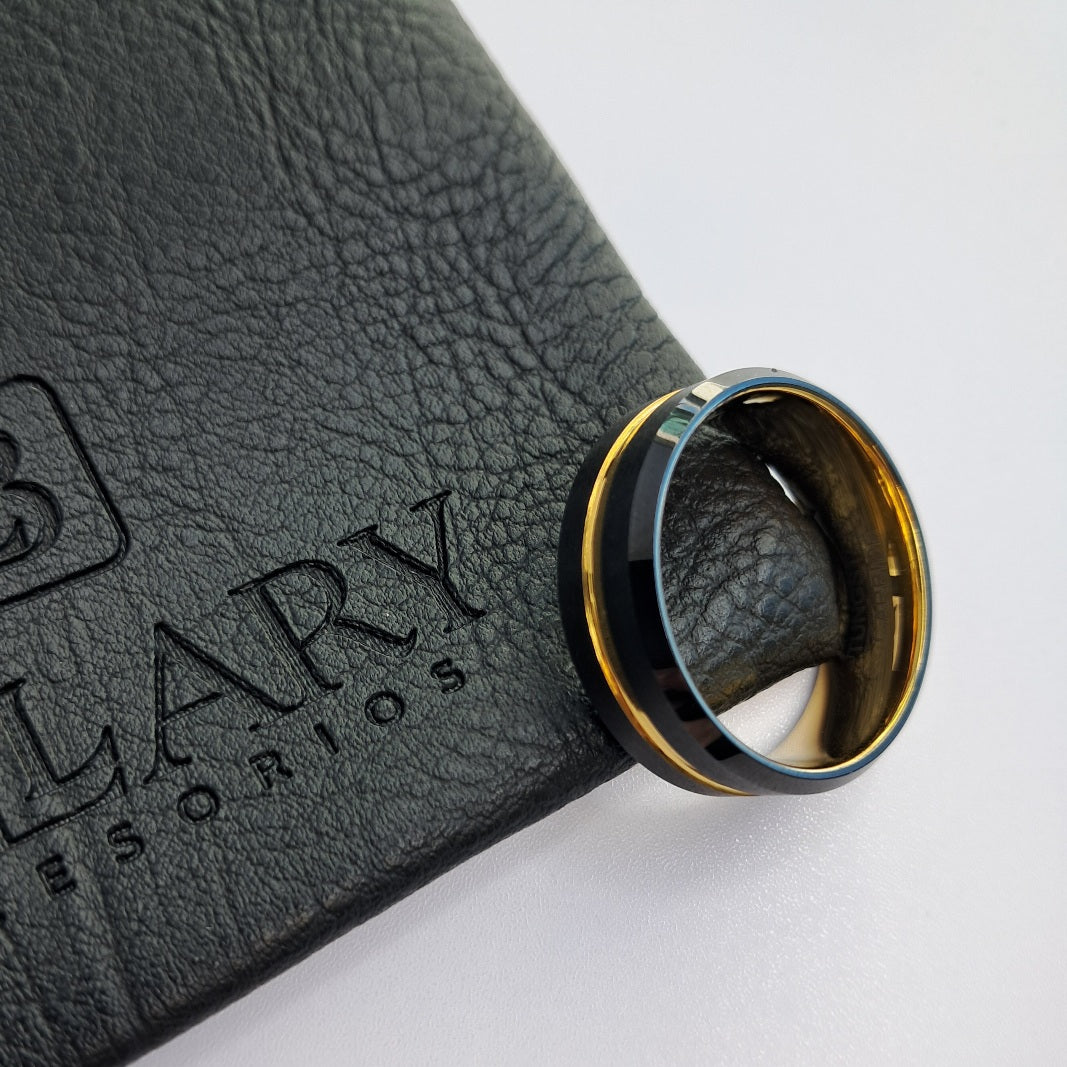 Anillo carburo tungsteno black gold