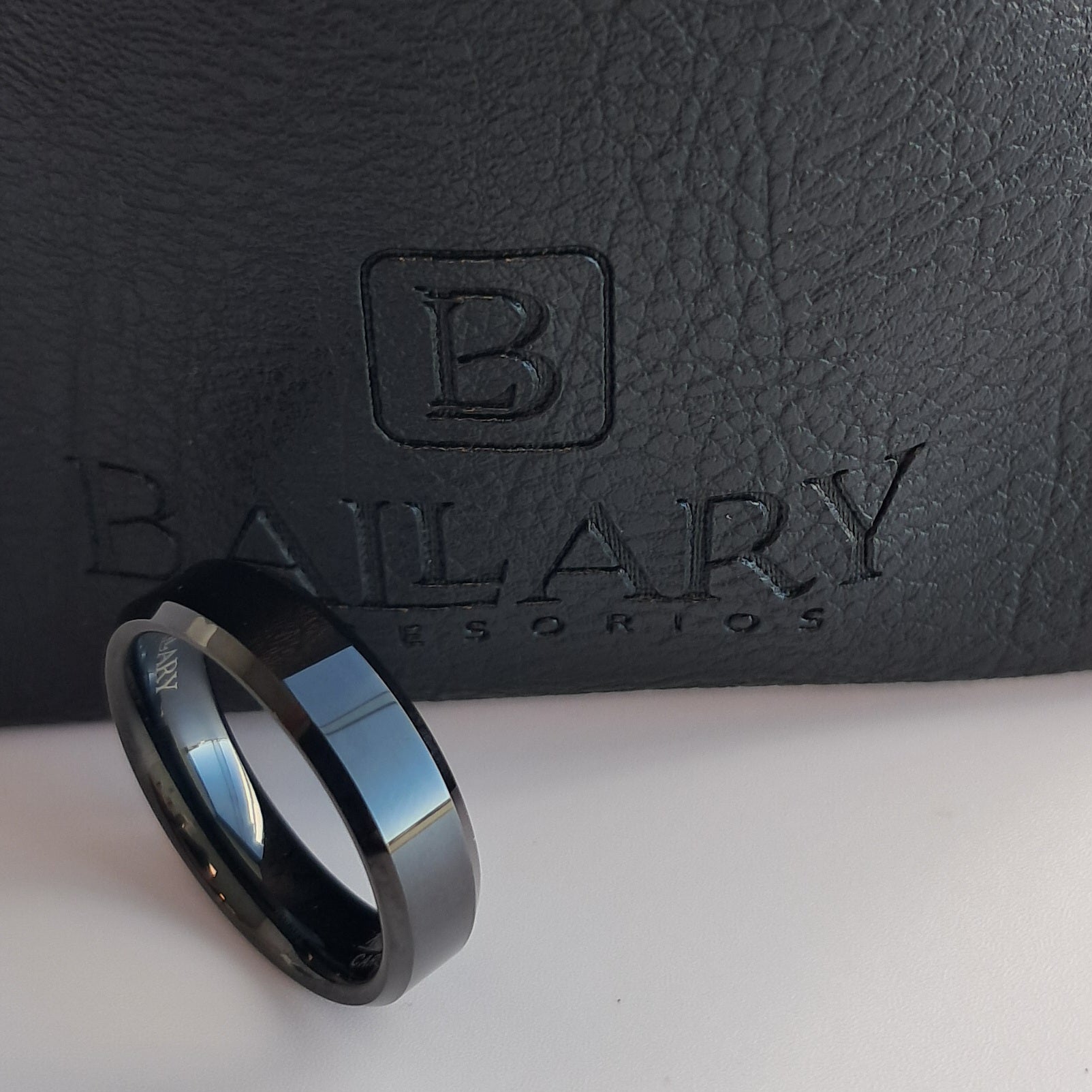 Anillo carburo tungsteno pulido black