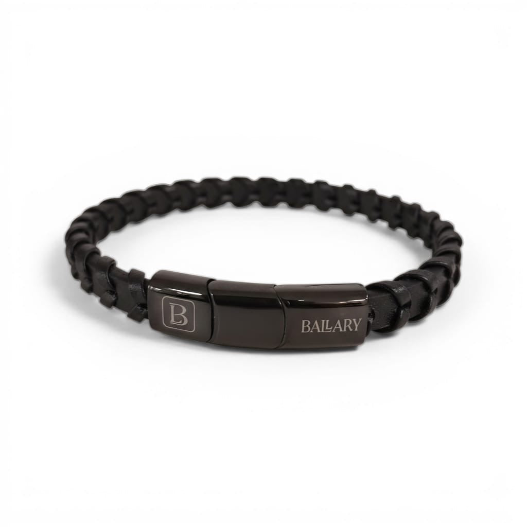 Pulsera Cuero Genuino "Helix Black" – Cuero + Cierre Imantado Ajustable